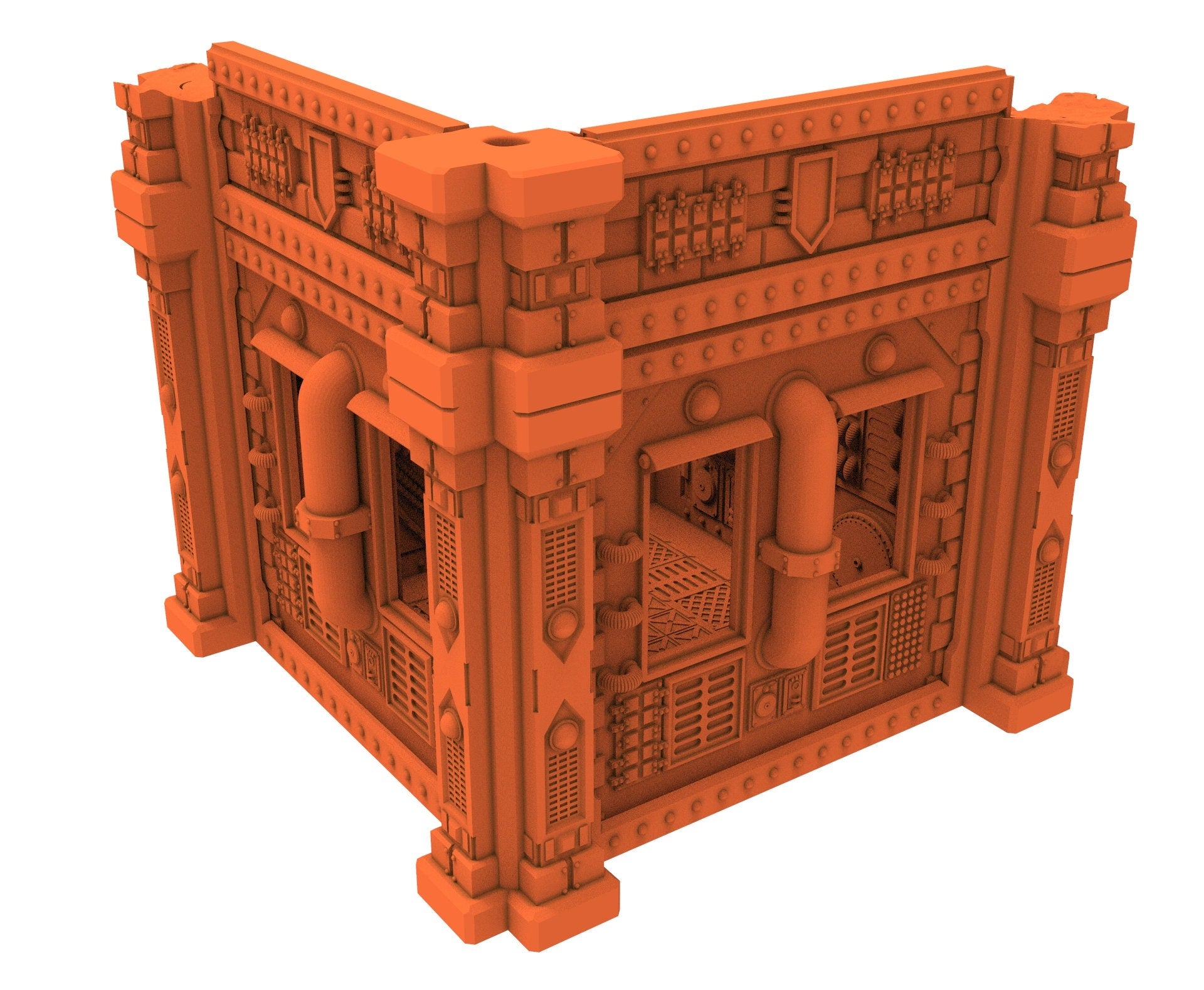 Industrial Ruined building printed in PLA and resin usable for warmachine, Damocles, One Page Rule, Firefight, infinity, scifi wargame...