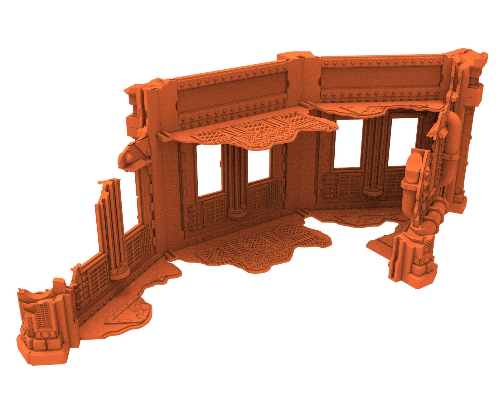 Industrial Ruined building printed in PLA and resin usable for warmachine, Damocles, One Page Rule, Firefight, infinity, scifi wargame...