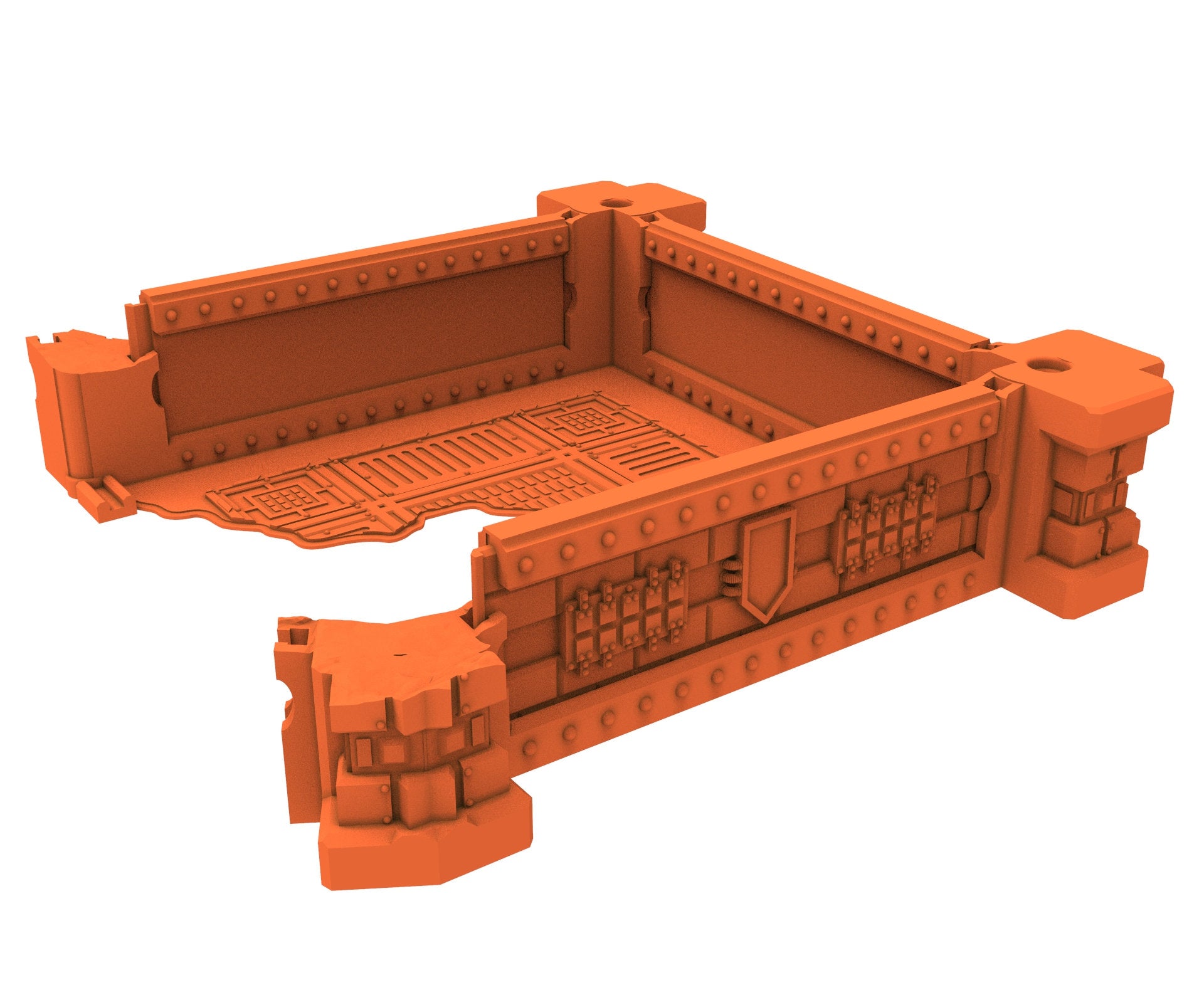 Industrial Ruined building printed in PLA and resin usable for warmachine, Damocles, One Page Rule, Firefight, infinity, scifi wargame...