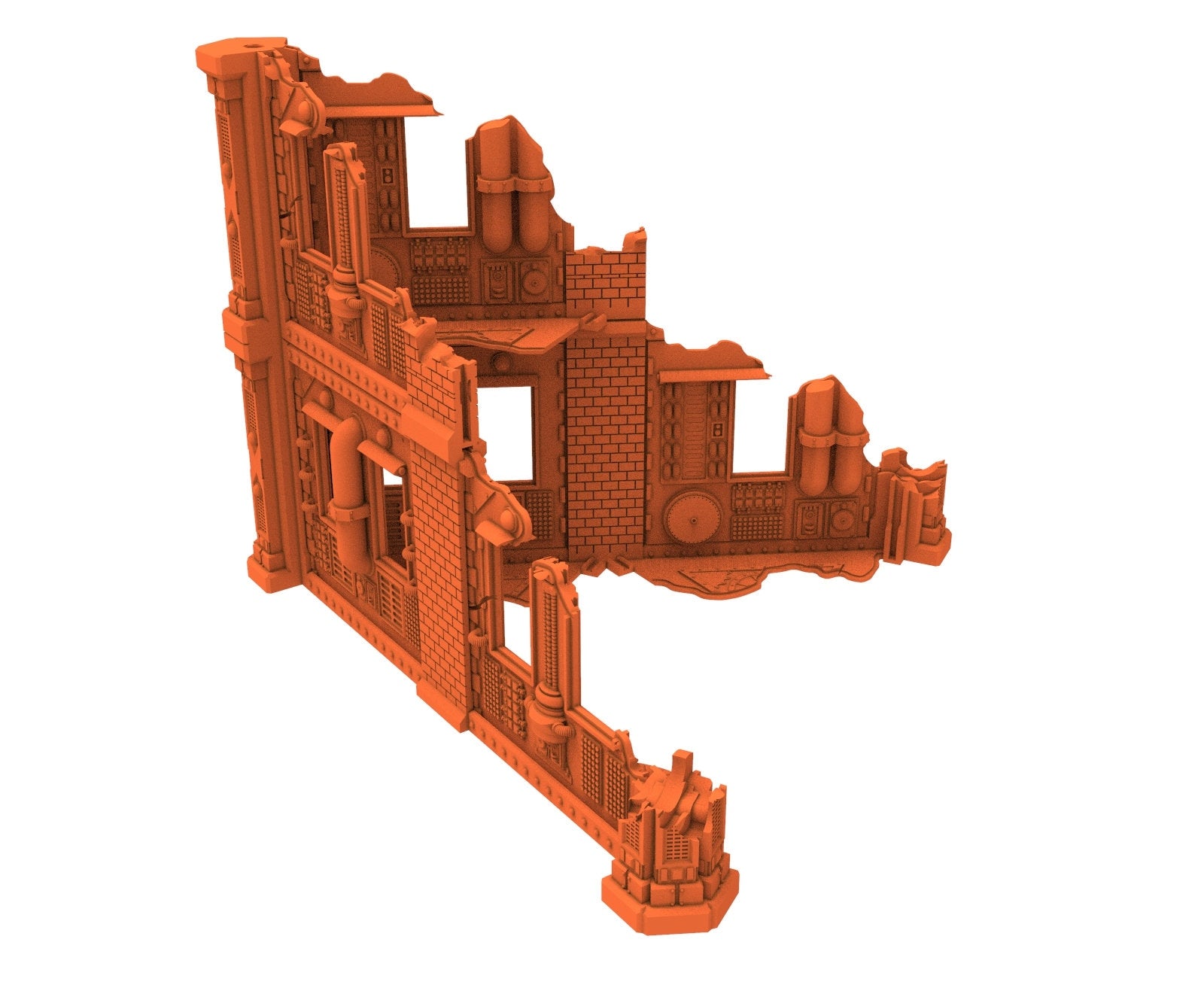 Industrial Ruined building printed in PLA and resin usable for warmachine, Damocles, One Page Rule, Firefight, infinity, scifi wargame...