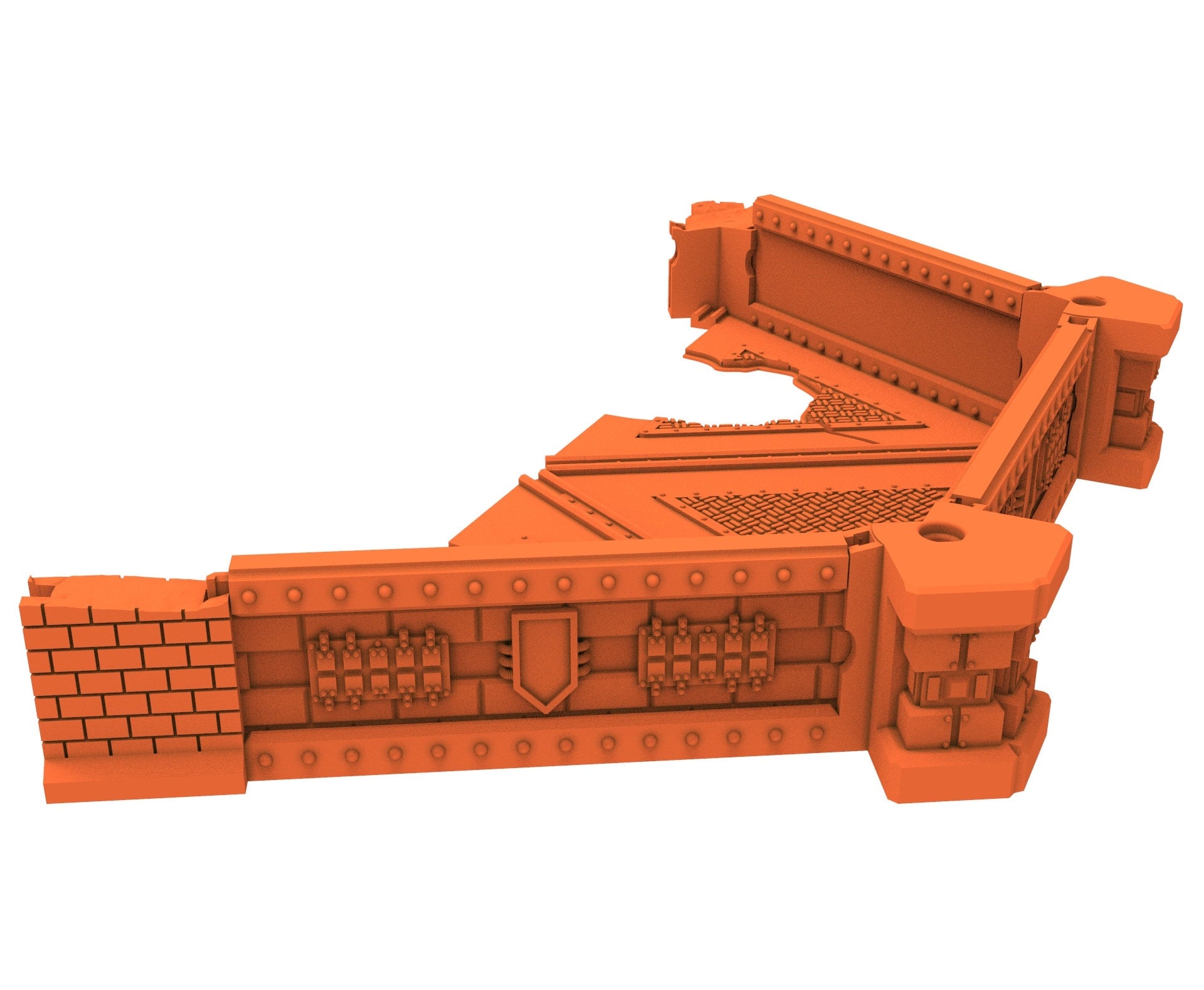 Industrial Ruined building printed in PLA and resin usable for warmachine, Damocles, One Page Rule, Firefight, infinity, scifi wargame...