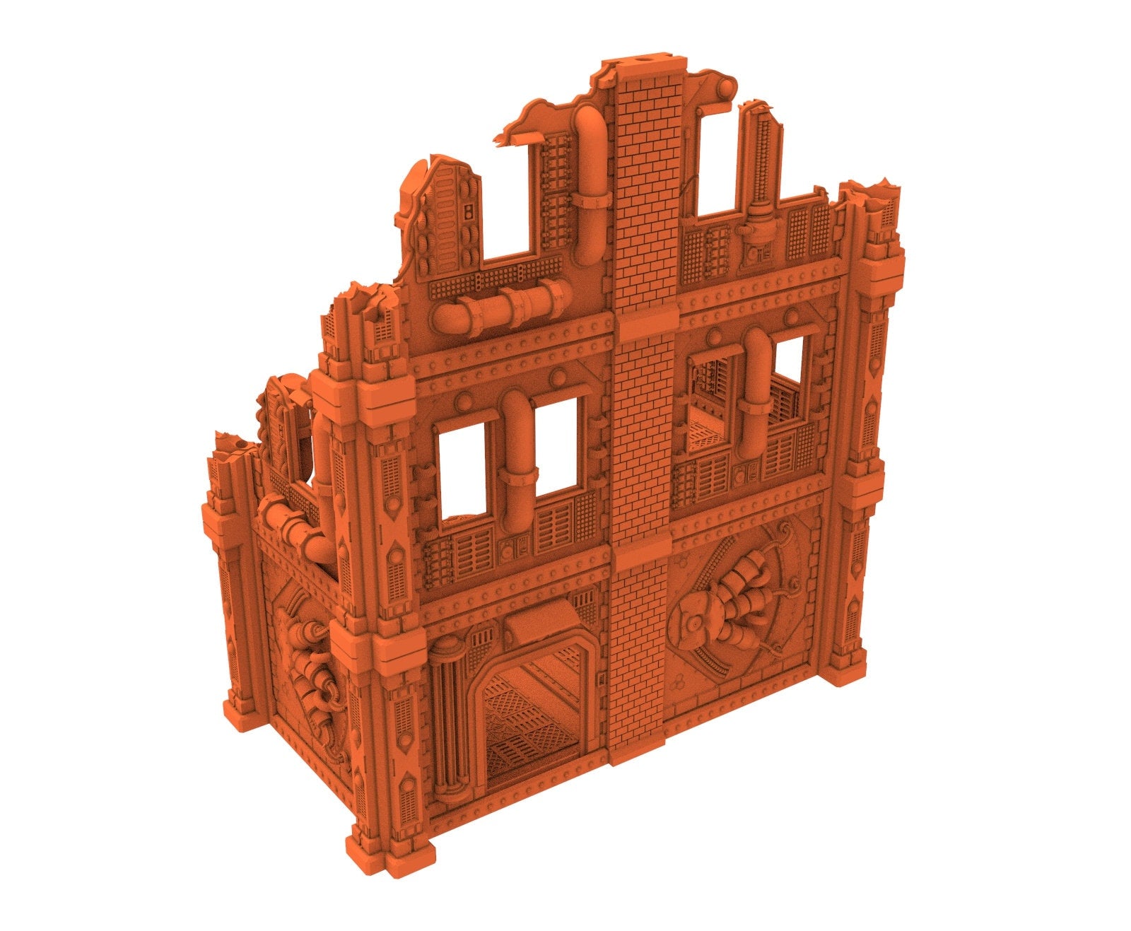 Industrial Ruined building printed in PLA and resin usable for warmachine, Damocles, One Page Rule, Firefight, infinity, scifi wargame...