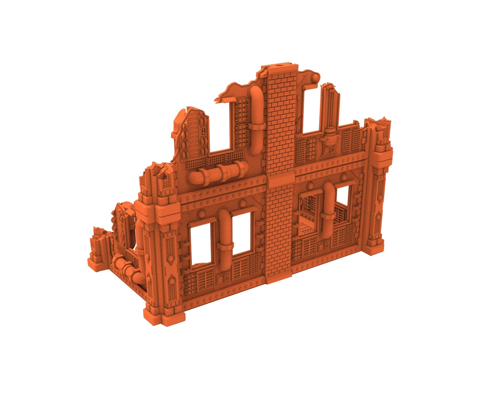 Industrial Ruined building printed in PLA and resin usable for warmachine, Damocles, One Page Rule, Firefight, infinity, scifi wargame...