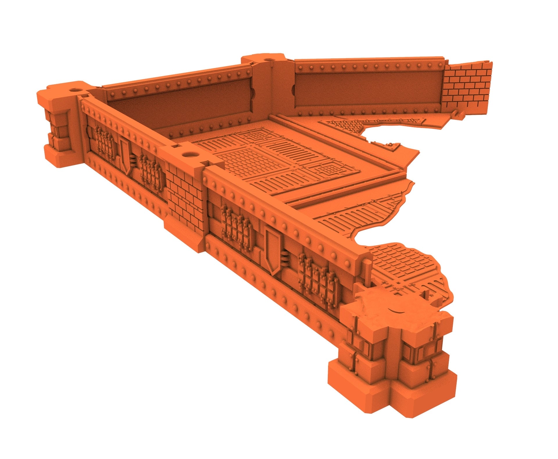 Industrial Ruined building printed in PLA and resin usable for warmachine, Damocles, One Page Rule, Firefight, infinity, scifi wargame...