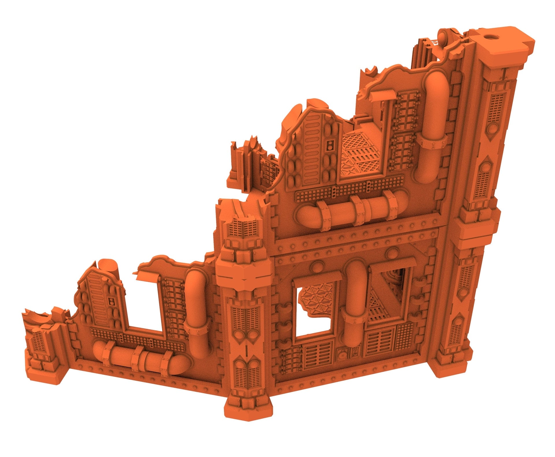 Industrial Ruined building printed in PLA and resin usable for warmachine, Damocles, One Page Rule, Firefight, infinity, scifi wargame...