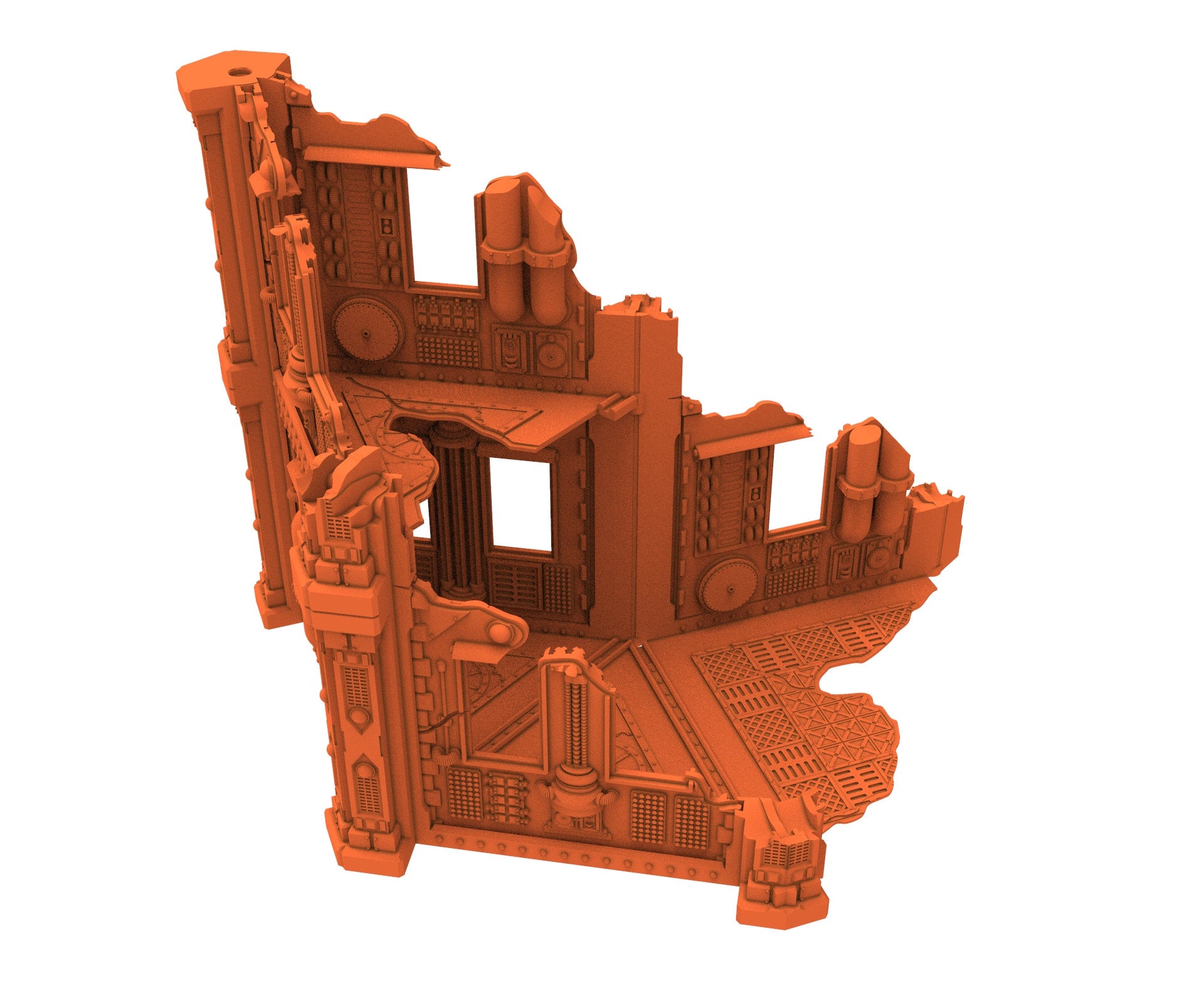 Industrial Ruined building printed in PLA and resin usable for warmachine, Damocles, One Page Rule, Firefight, infinity, scifi wargame...