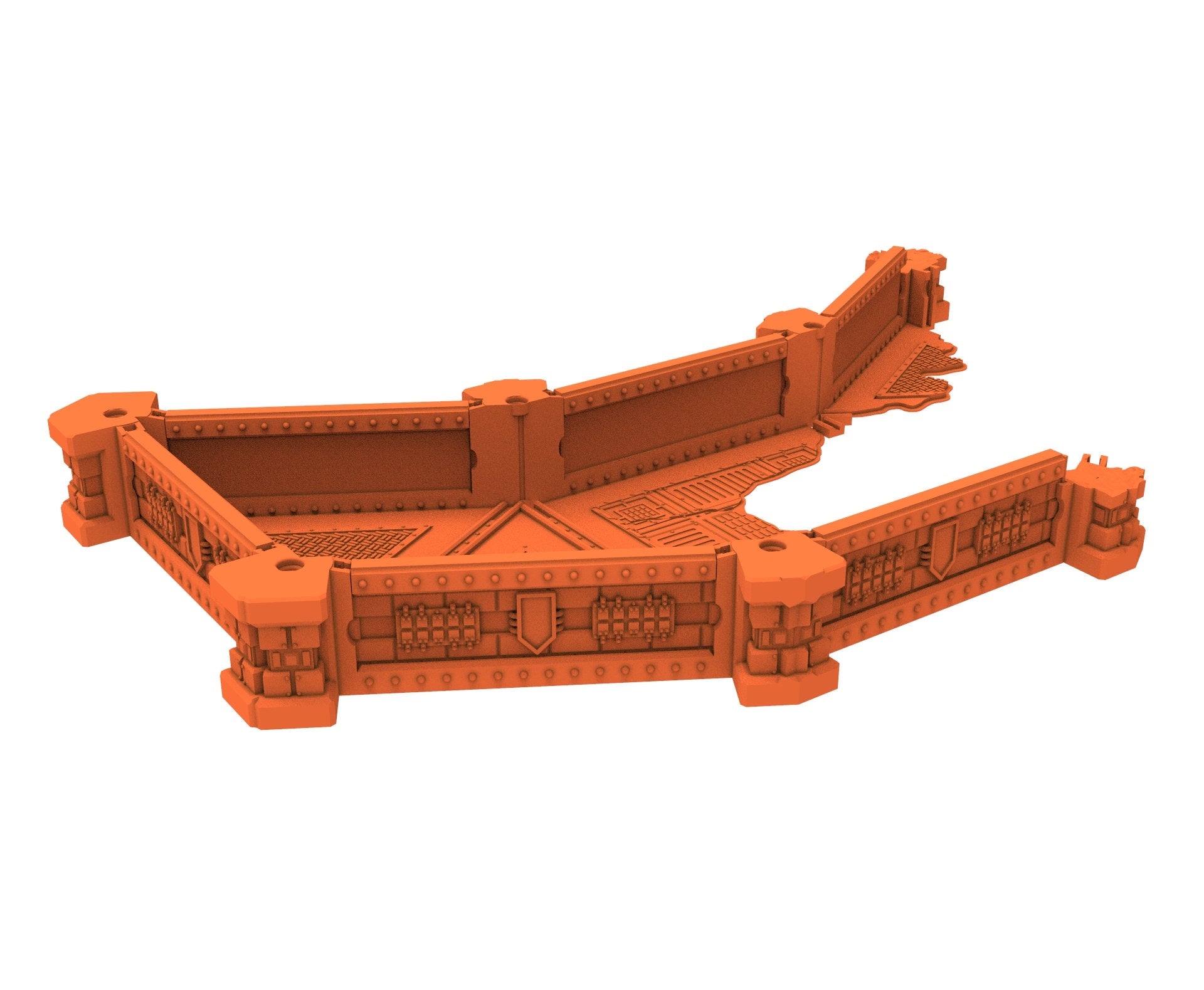 Industrial Ruined building printed in PLA and resin usable for warmachine, Damocles, One Page Rule, Firefight, infinity, scifi wargame...