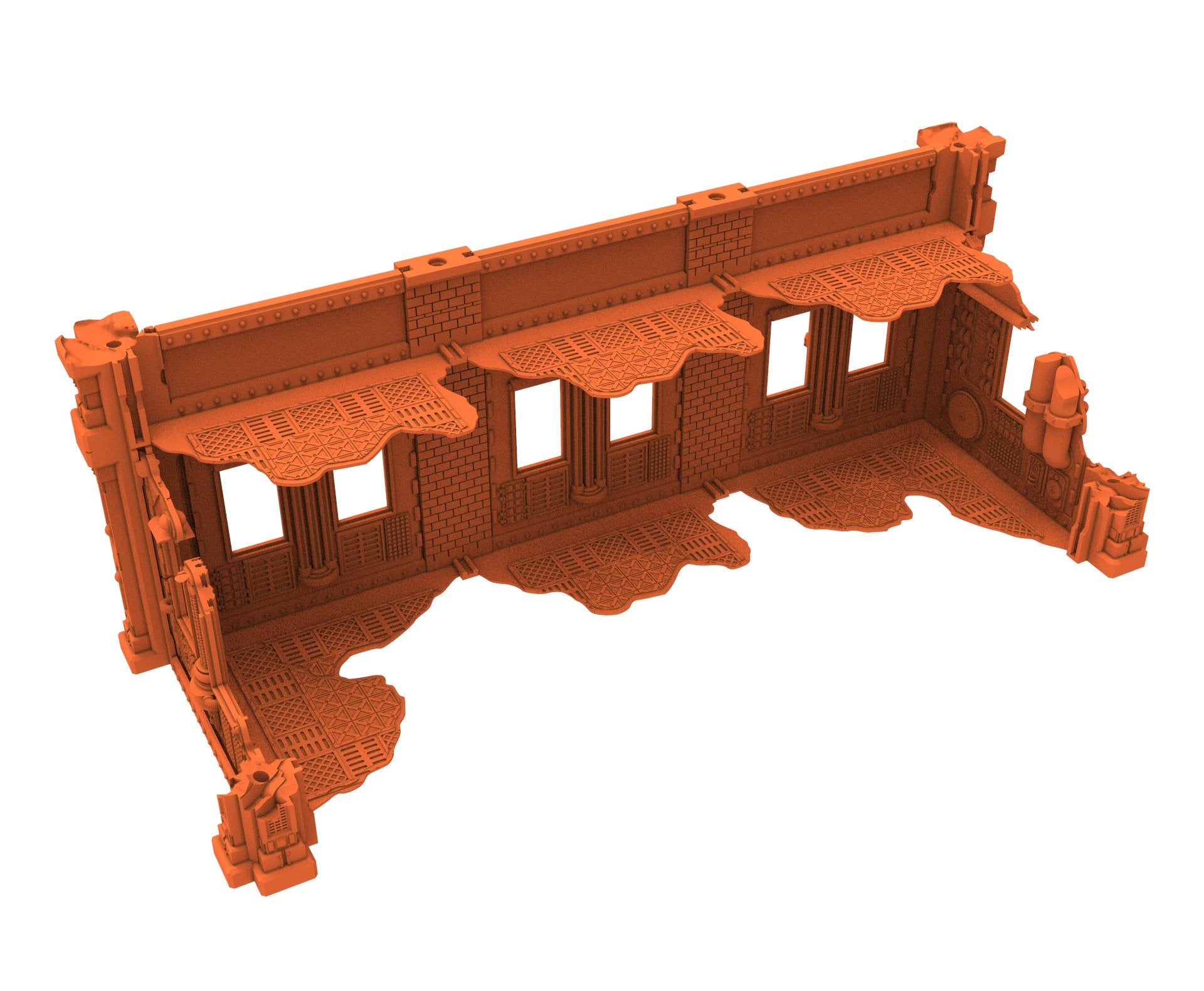 Industrial Ruined building printed in PLA and resin usable for warmachine, Damocles, One Page Rule, Firefight, infinity, scifi wargame...