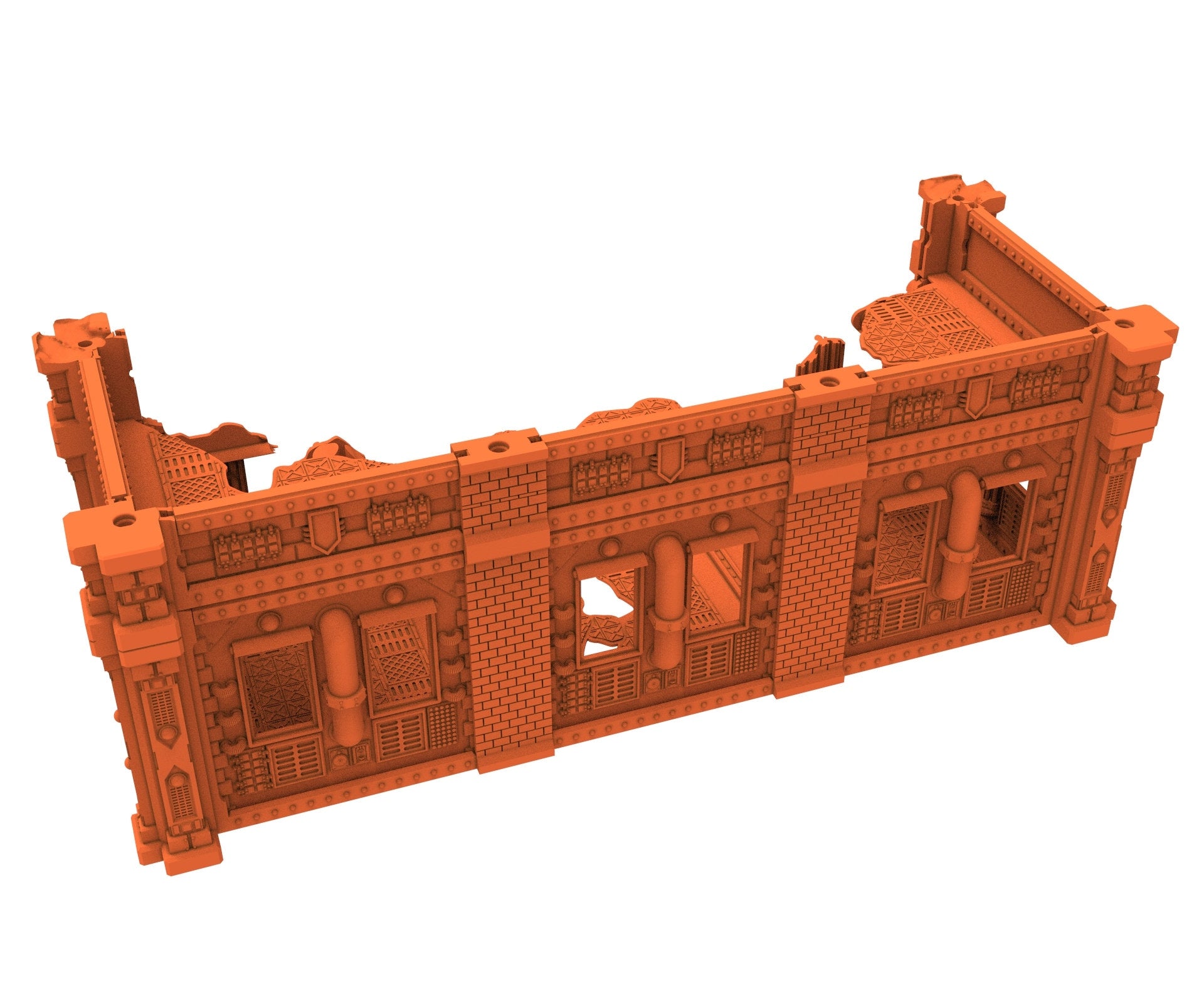 Industrial Ruined building printed in PLA and resin usable for warmachine, Damocles, One Page Rule, Firefight, infinity, scifi wargame...