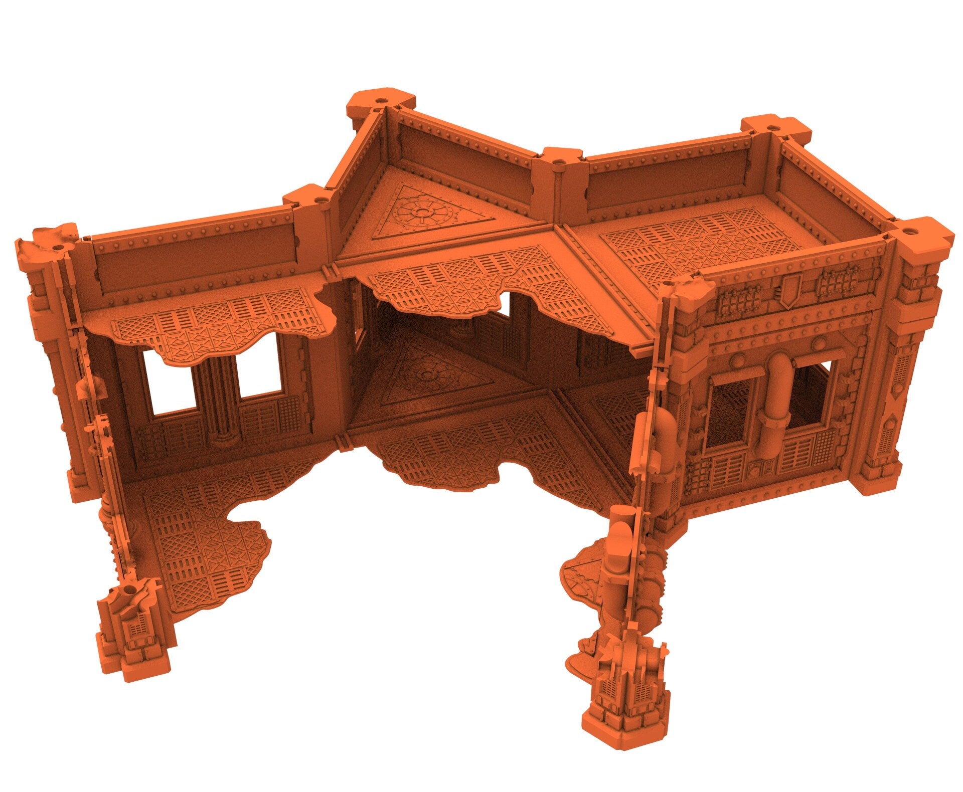 Industrial Ruined building printed in PLA and resin usable for warmachine, Damocles, One Page Rule, Firefight, infinity, scifi wargame...