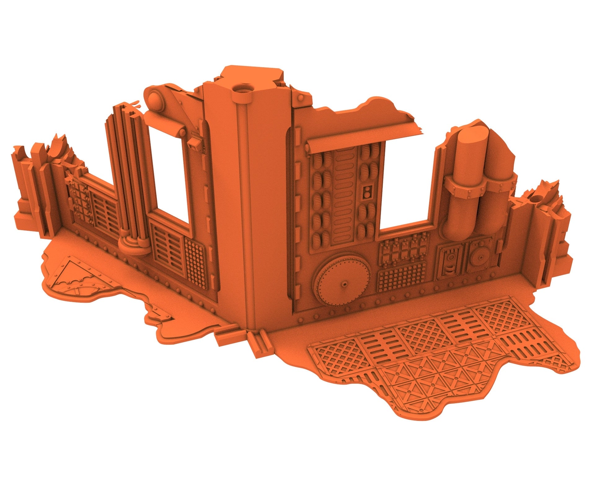 Industrial Ruined building printed in PLA and resin usable for warmachine, Damocles, One Page Rule, Firefight, infinity, scifi wargame...