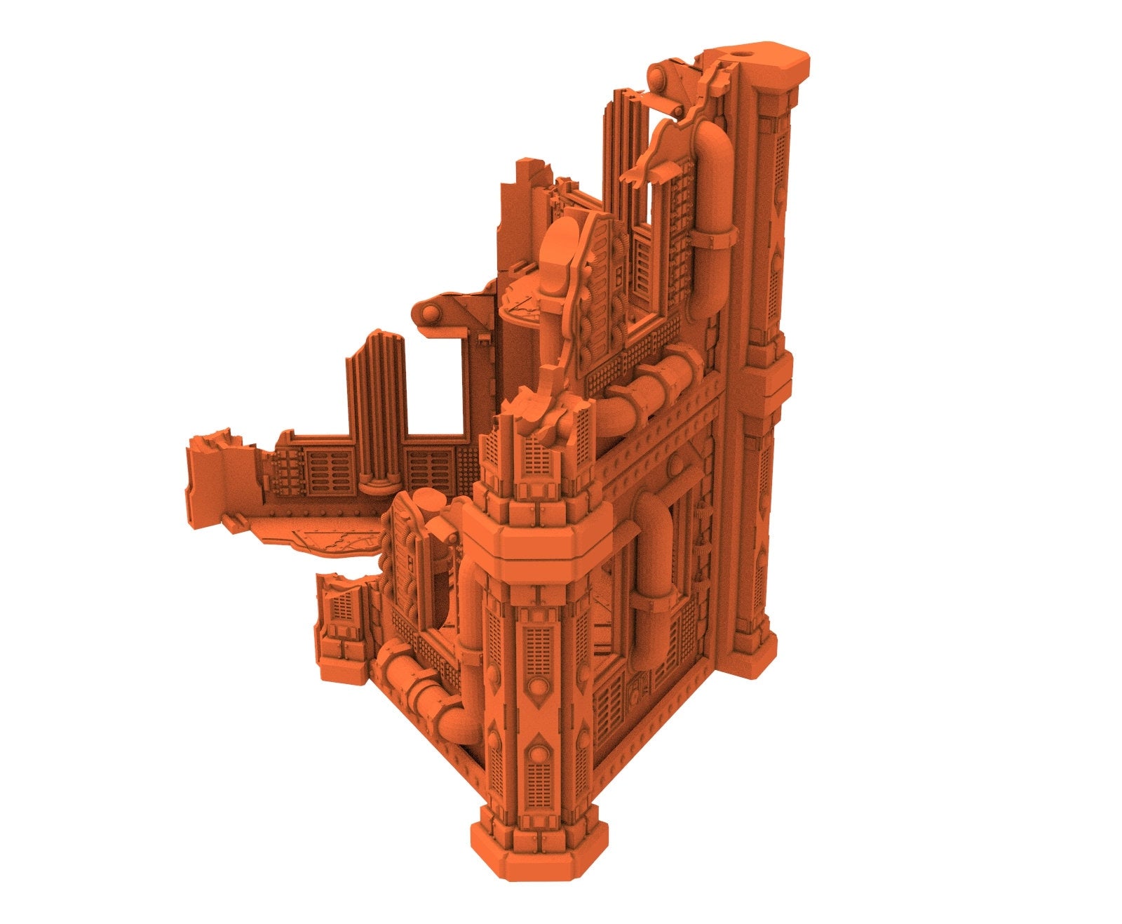 Industrial Ruined building printed in PLA and resin usable for warmachine, Damocles, One Page Rule, Firefight, infinity, scifi wargame...