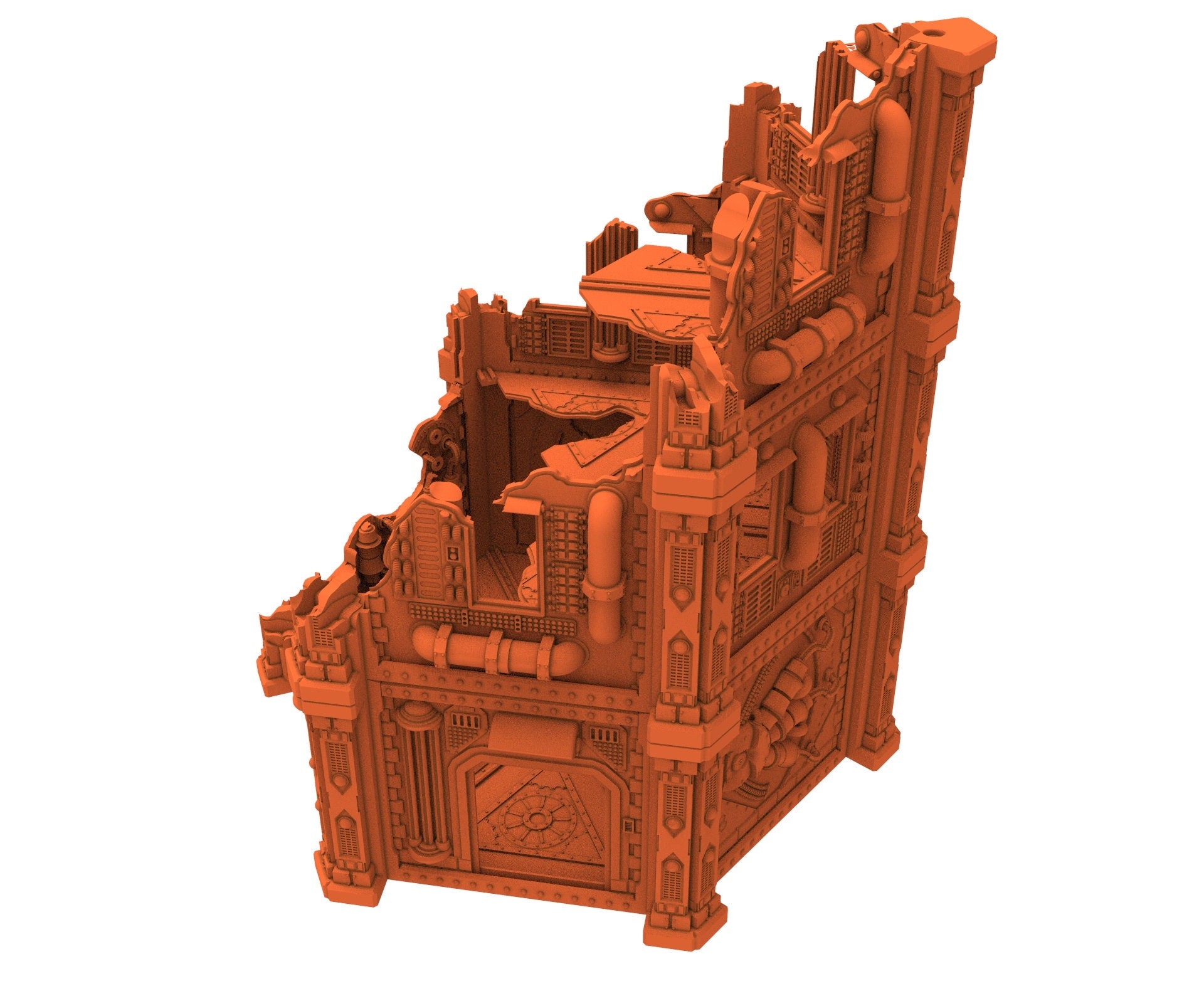 Industrial Ruined building printed in PLA and resin usable for warmachine, Damocles, One Page Rule, Firefight, infinity, scifi wargame...