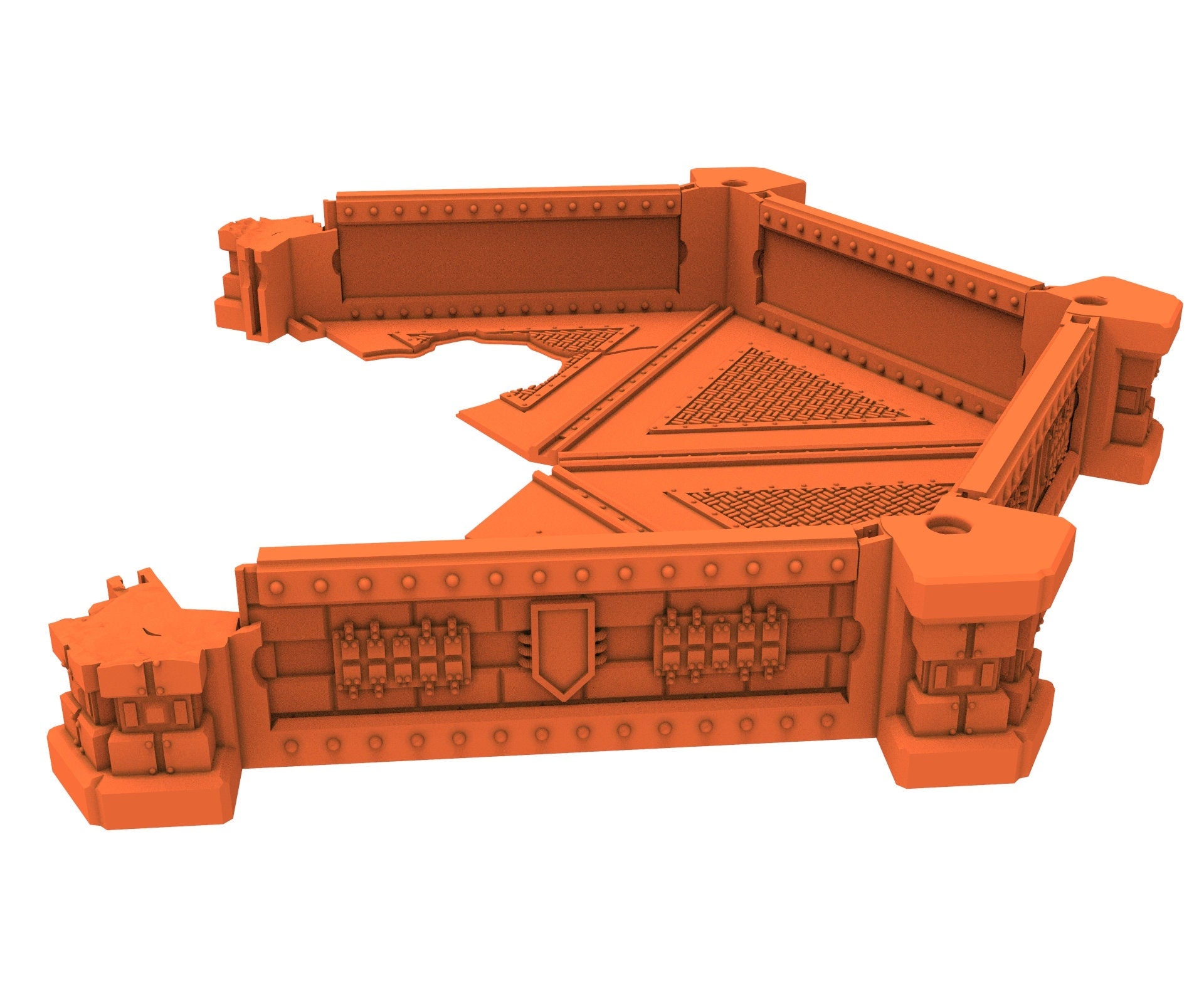 Industrial Ruined building printed in PLA and resin usable for warmachine, Damocles, One Page Rule, Firefight, infinity, scifi wargame...