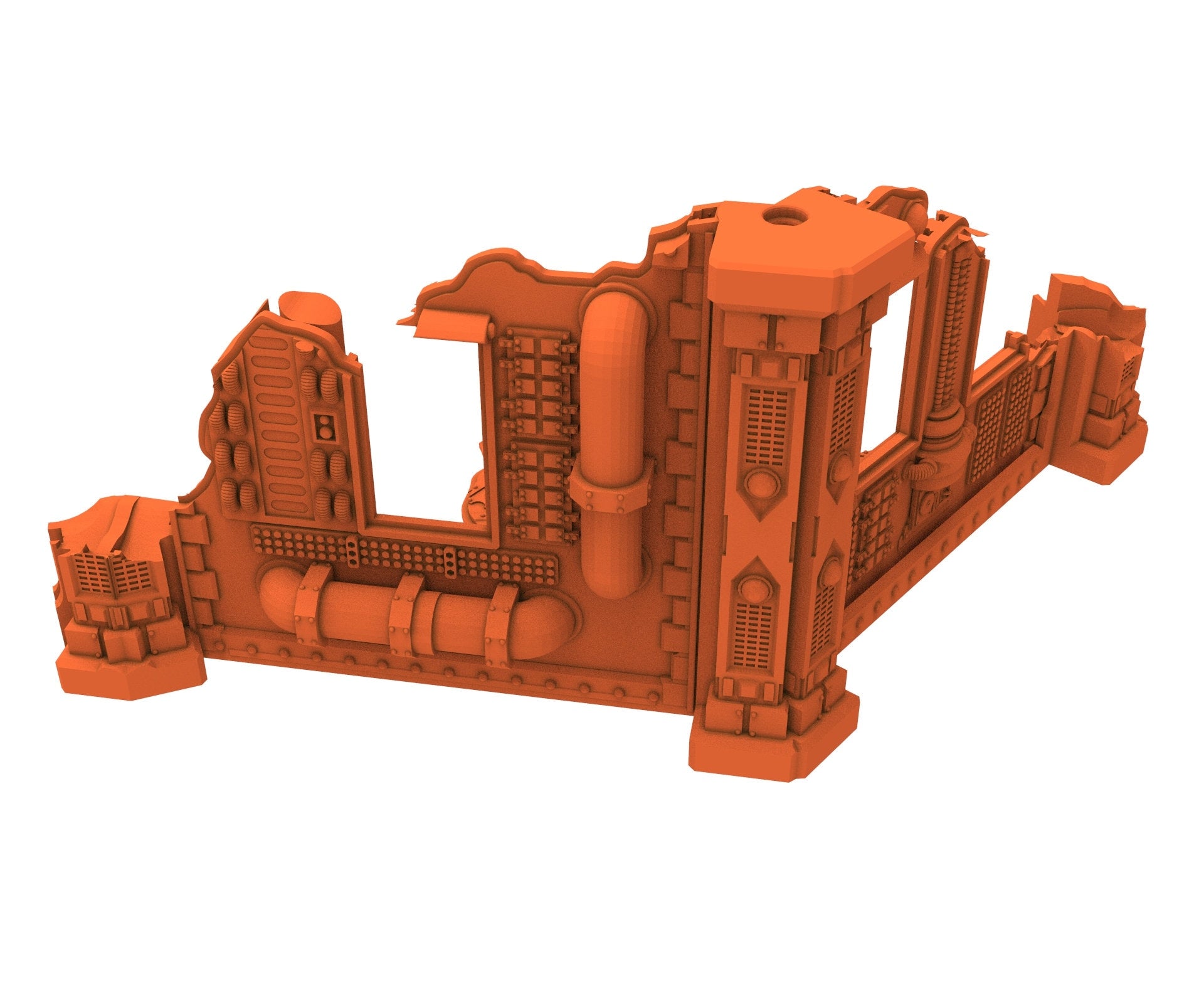 Industrial Ruined building printed in PLA and resin usable for warmachine, Damocles, One Page Rule, Firefight, infinity, scifi wargame...