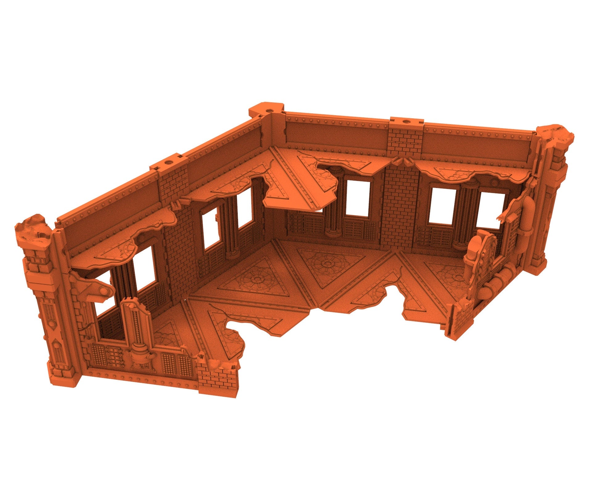 Industrial Ruined building printed in PLA and resin usable for warmachine, Damocles, One Page Rule, Firefight, infinity, scifi wargame...
