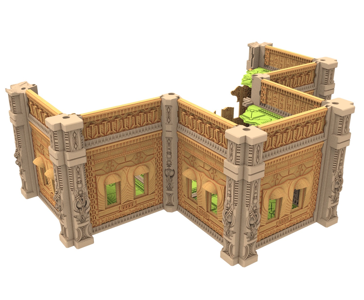 Cinan Haven Ruined building printed in PLA and resin usable for warmachine, Damocles, One Page Rule, Firefight, infinity, scifi wargame...