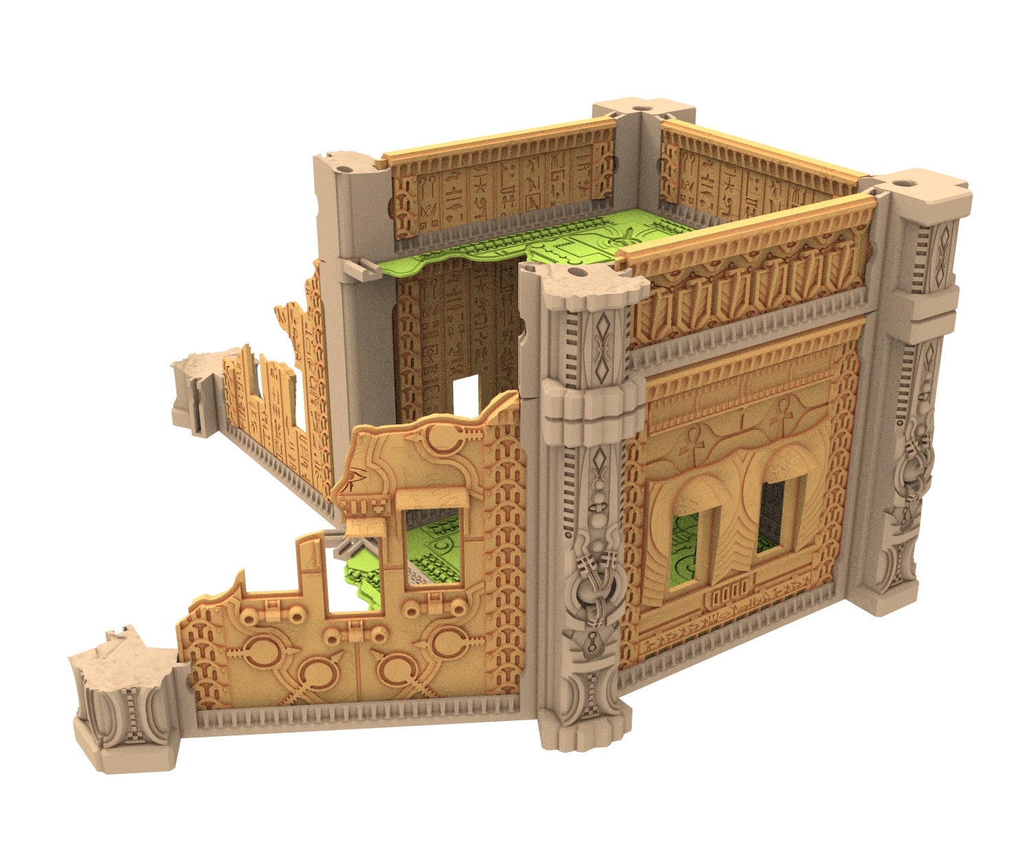 Cinan Haven Ruined building printed in PLA and resin usable for warmachine, Damocles, One Page Rule, Firefight, infinity, scifi wargame...