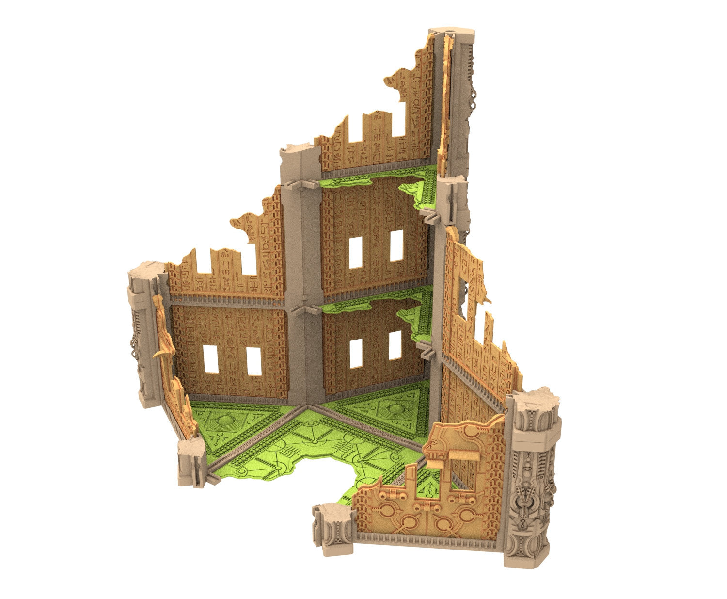 Cinan Haven Ruined building printed in PLA and resin usable for warmachine, Damocles, One Page Rule, Firefight, infinity, scifi wargame...