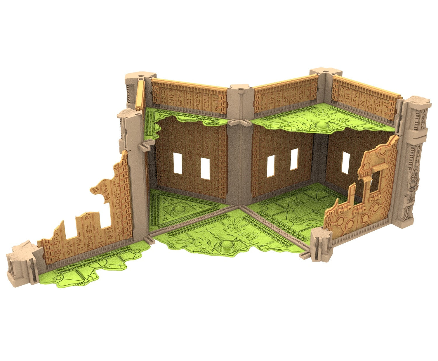 Cinan Haven Ruined building printed in PLA and resin usable for warmachine, Damocles, One Page Rule, Firefight, infinity, scifi wargame...