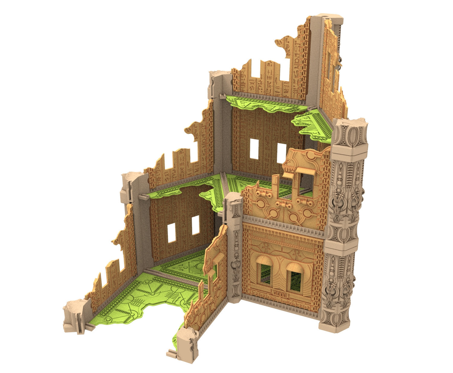 Cinan Haven Ruined building printed in PLA and resin usable for warmachine, Damocles, One Page Rule, Firefight, infinity, scifi wargame...