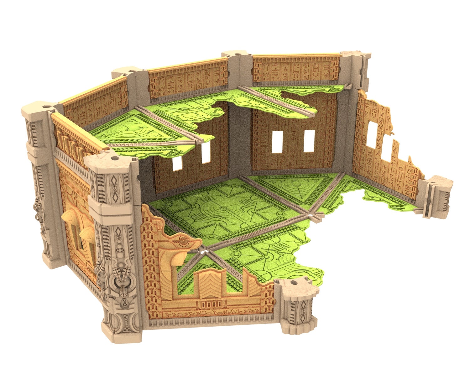 Cinan Haven Ruined building printed in PLA and resin usable for warmachine, Damocles, One Page Rule, Firefight, infinity, scifi wargame...