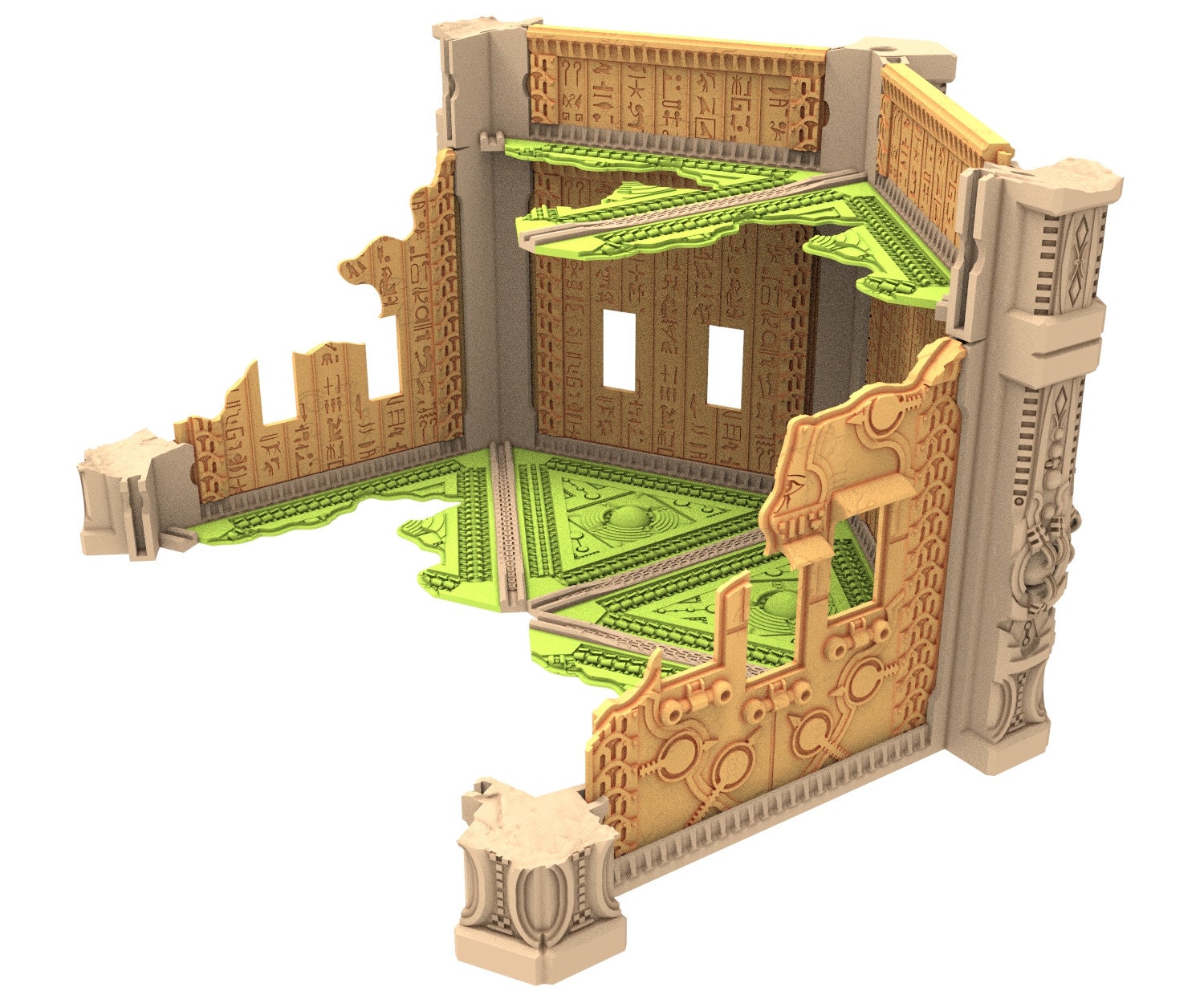 Cinan Haven Ruined building printed in PLA and resin usable for warmachine, Damocles, One Page Rule, Firefight, infinity, scifi wargame...