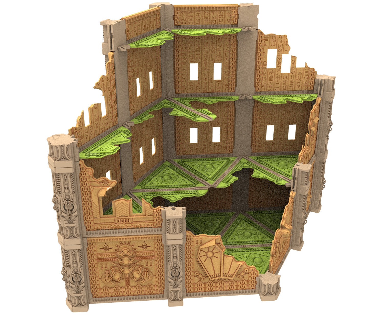 Cinan Haven Ruined building printed in PLA and resin usable for warmachine, Damocles, One Page Rule, Firefight, infinity, scifi wargame...