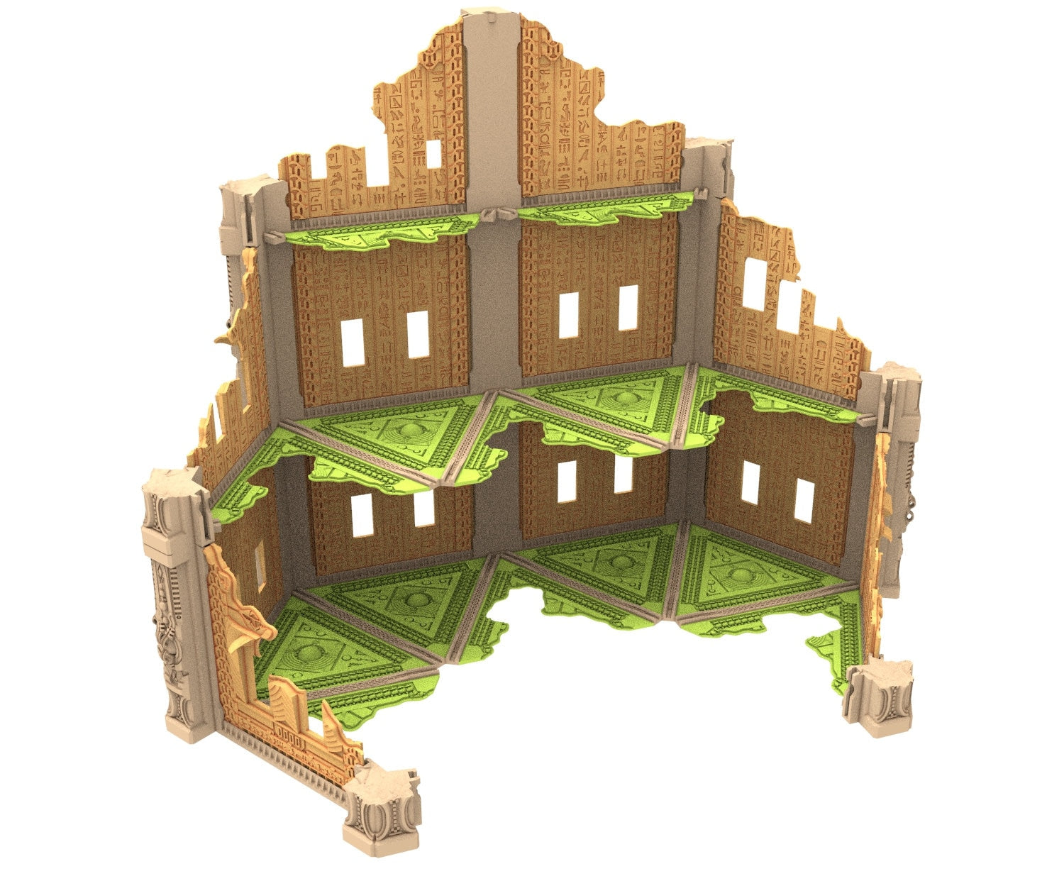 Cinan Haven Ruined building printed in PLA and resin usable for warmachine, Damocles, One Page Rule, Firefight, infinity, scifi wargame...