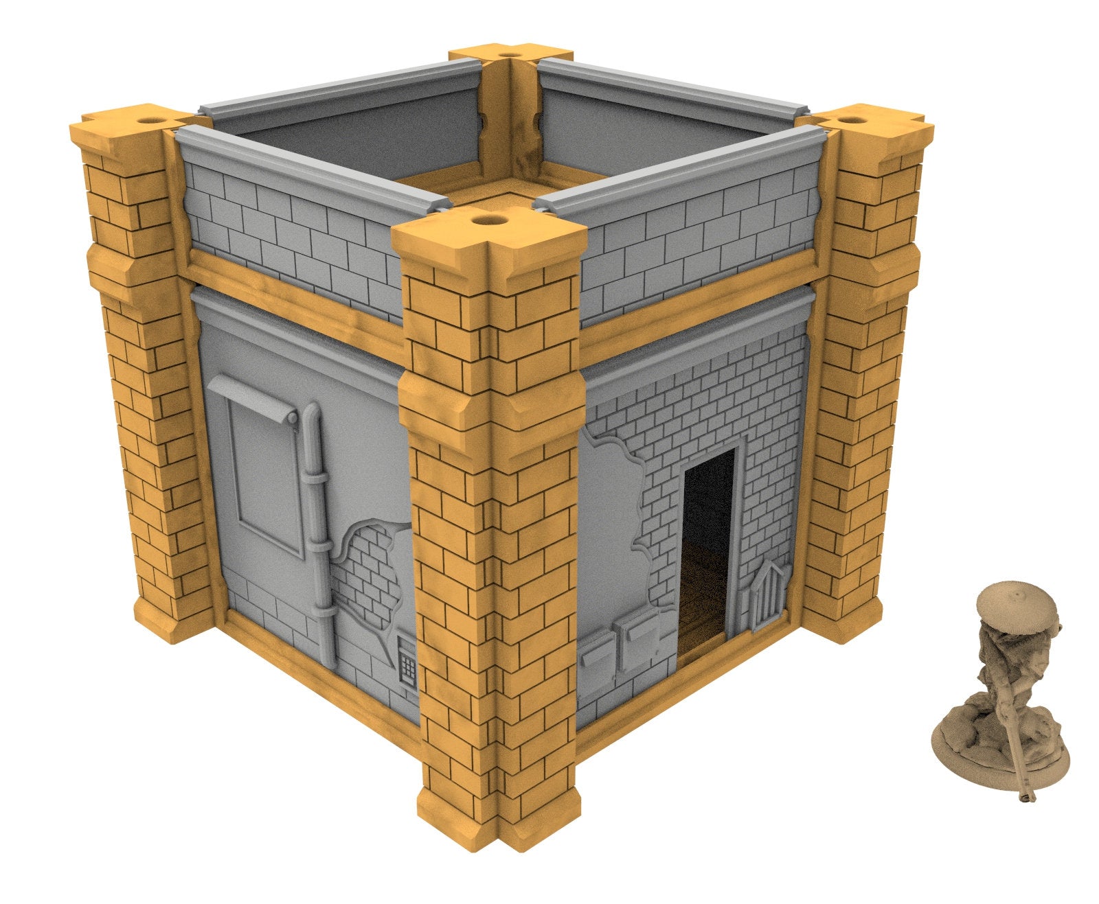 Civilian building printed in PLA and resin usable for warmachine, infinity, One Page Rules, Firefight, Damocles, scifi wargame...