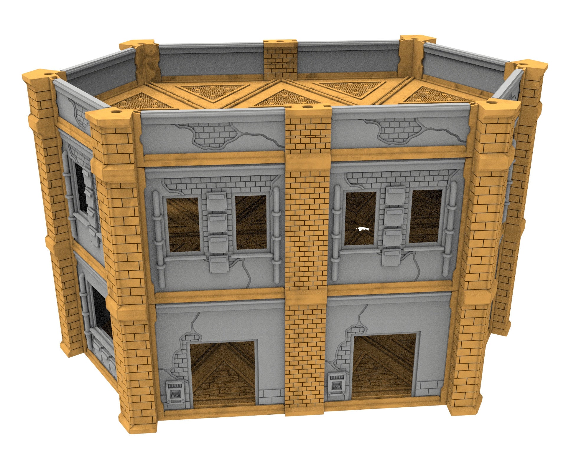 Civilian building printed in PLA and resin usable for warmachine, Damocles, One Page Rule, Firefight, infinity, scifi wargame...