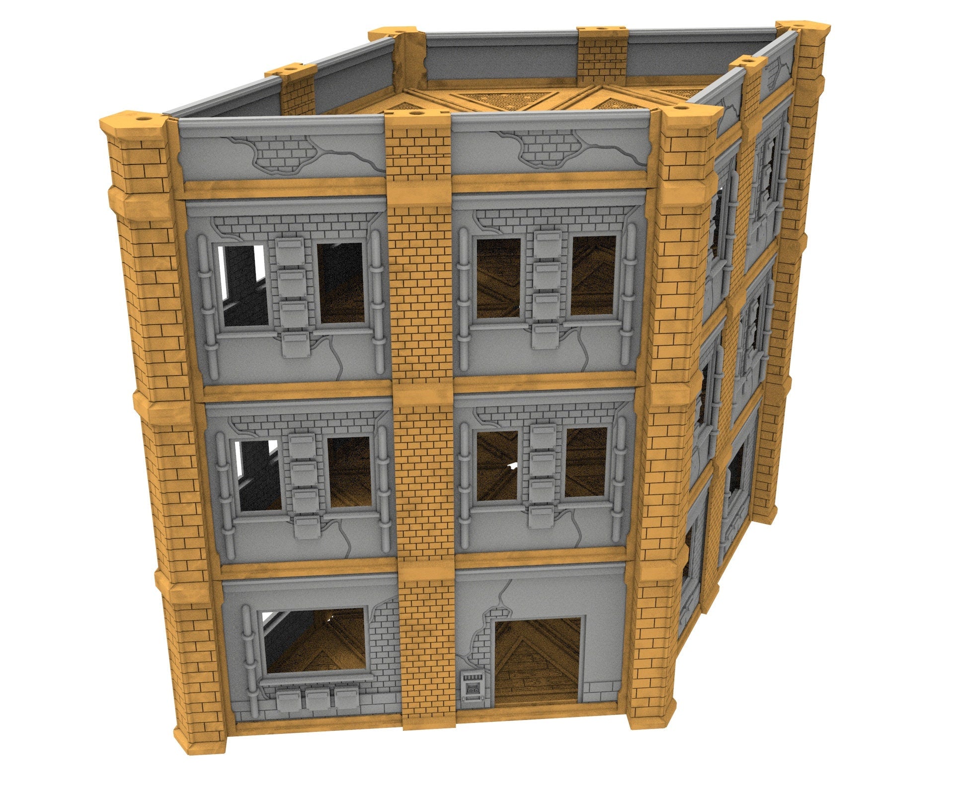 Civilian building printed in PLA and resin usable for warmachine, Damocles, One Page Rule, Firefight, infinity, scifi wargame...