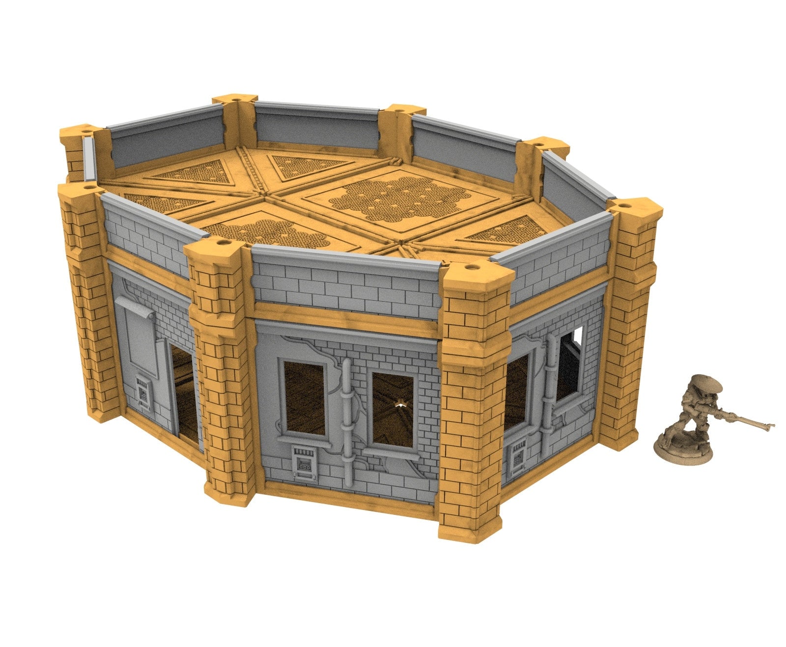 Civilian building printed in PLA and resin usable for warmachine, Damocles, One Page Rule, Firefight, infinity, scifi wargame...