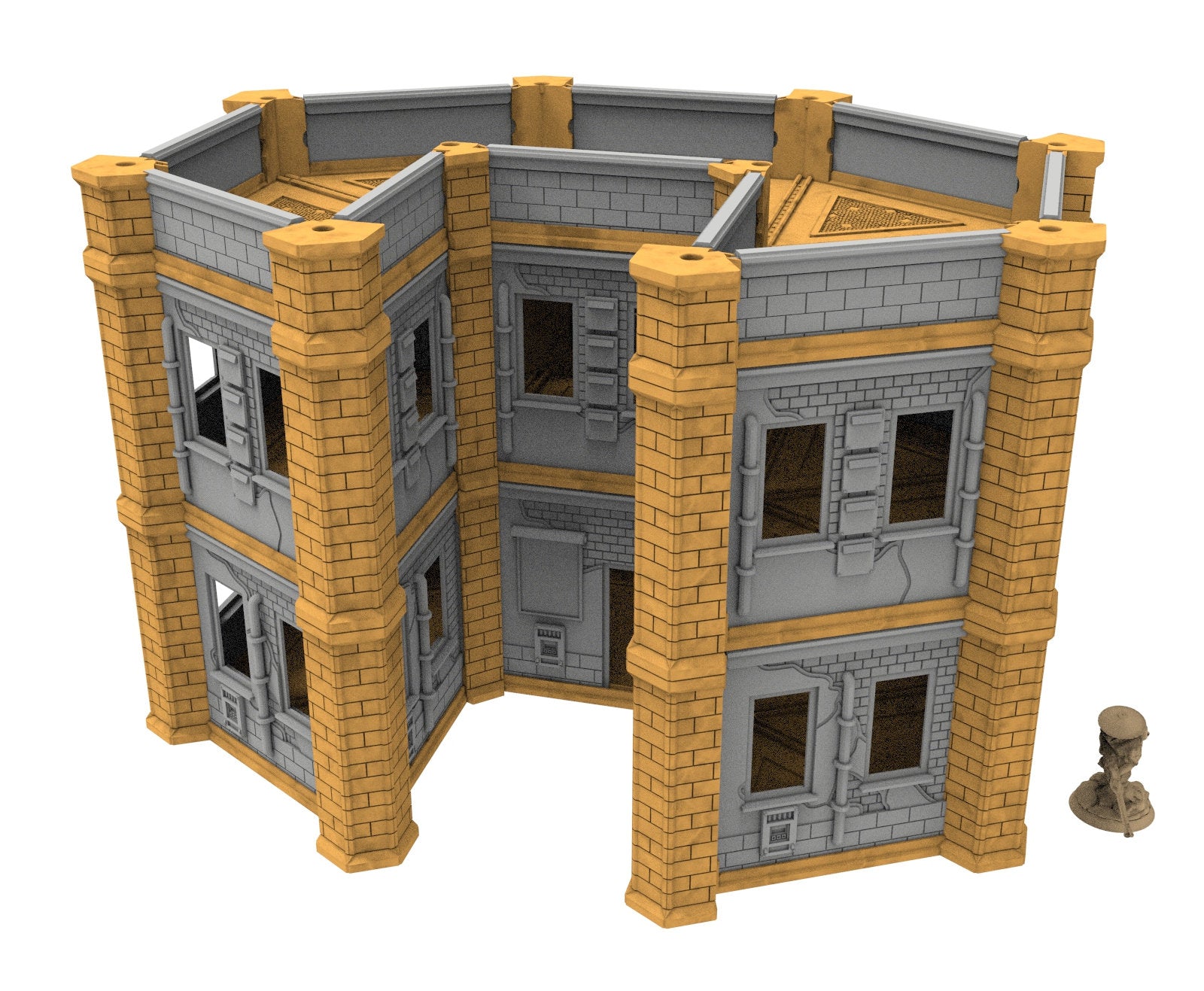 Civilian building printed in PLA and resin usable for warmachine, Damocles, One Page Rule, Firefight, infinity, scifi wargame...