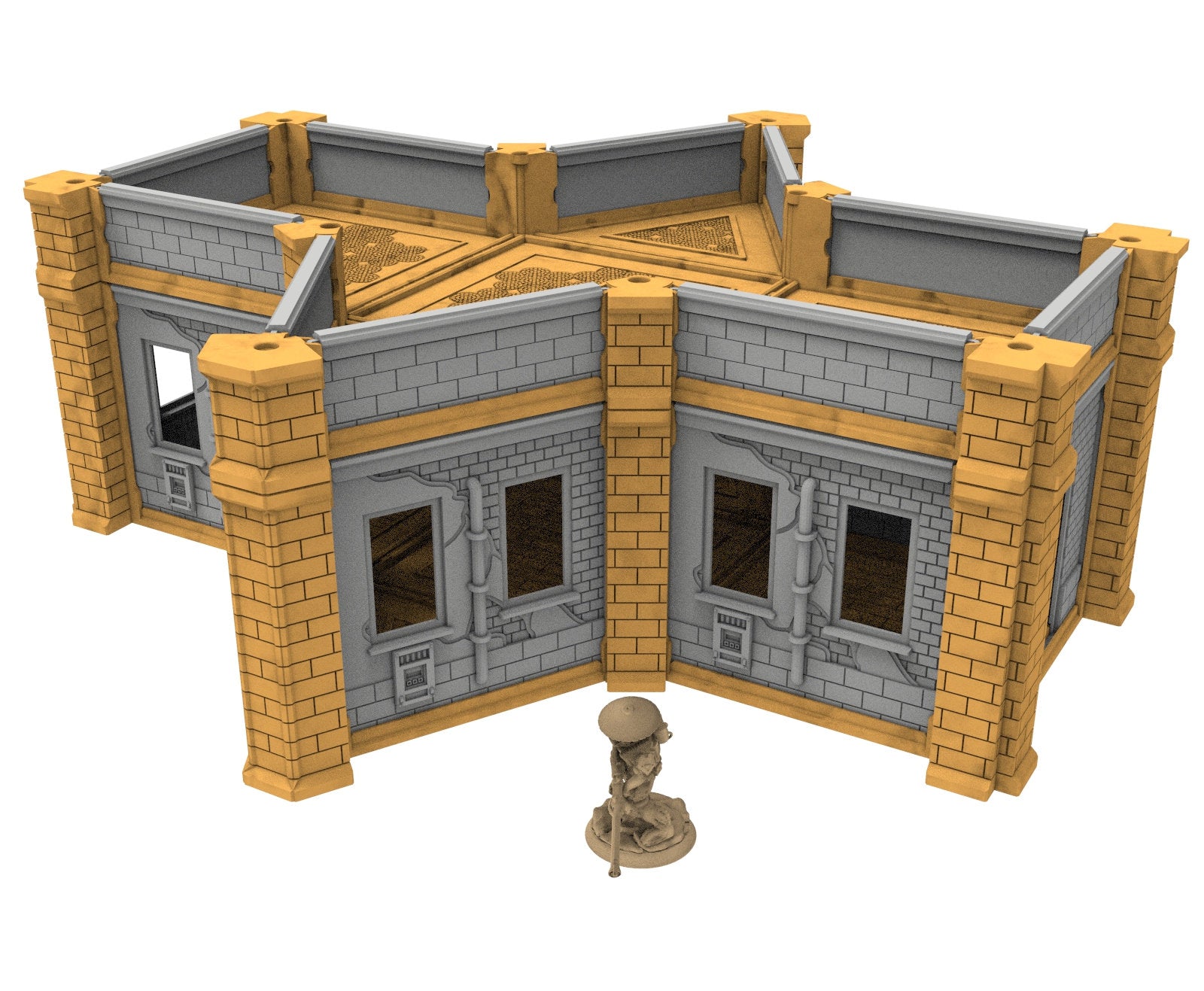 Civilian building printed in PLA and resin usable for warmachine, Damocles, One Page Rule, Firefight, infinity, scifi wargame...