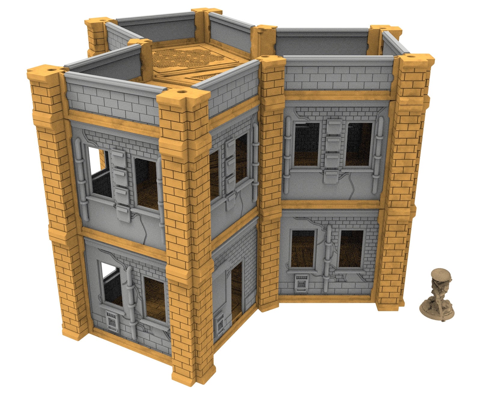 Civilian building printed in PLA and resin usable for warmachine, Damocles, One Page Rule, Firefight, infinity, scifi wargame...