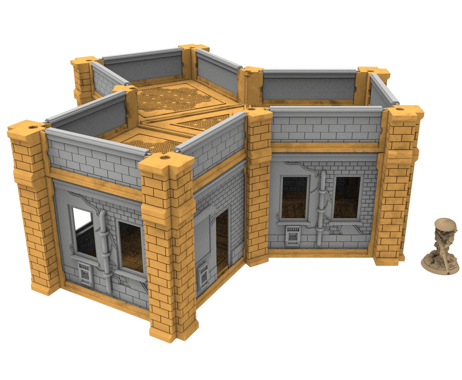 Civilian building printed in PLA and resin usable for warmachine, Damocles, One Page Rule, Firefight, infinity, scifi wargame...