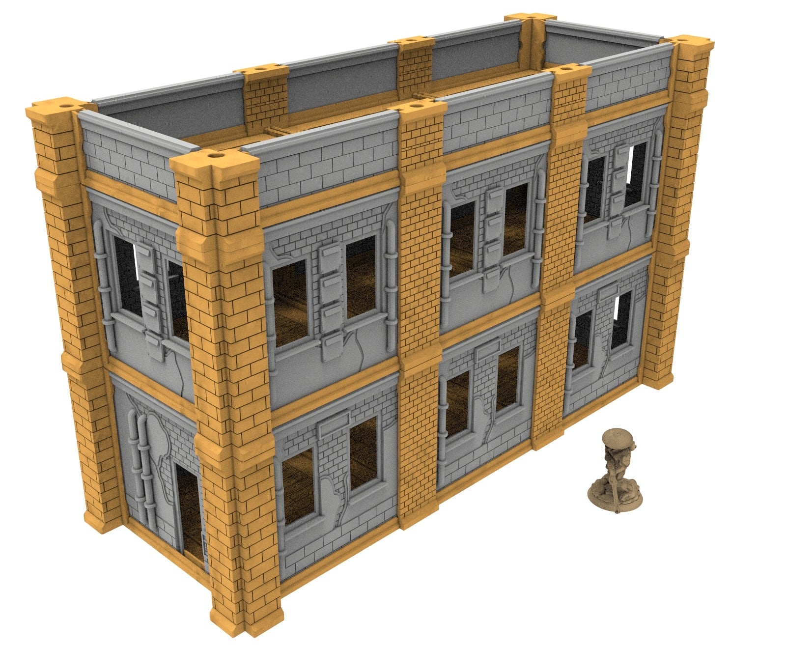 Civilian building printed in PLA and resin usable for warmachine, Damocles, One Page Rule, Firefight, infinity, scifi wargame...