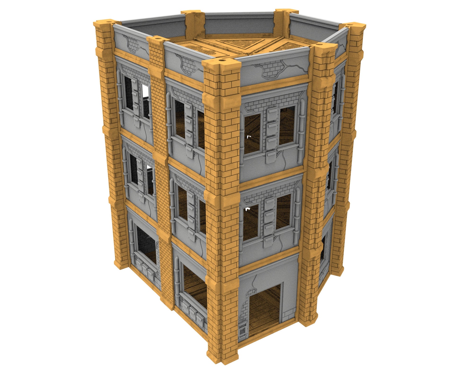 Civilian building printed in PLA and resin usable for warmachine, Damocles, One Page Rule, Firefight, infinity, scifi wargame...