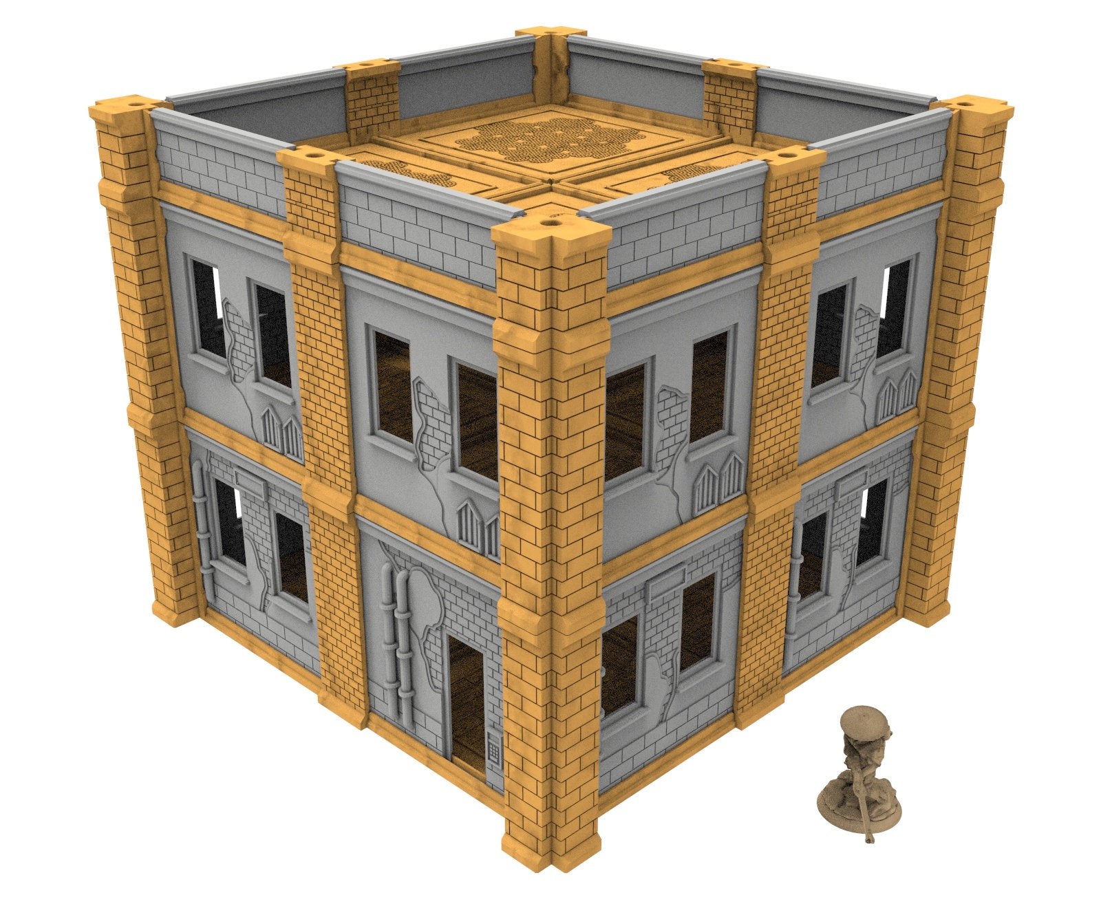 Civilian building printed in PLA and resin usable for warmachine, Damocles, One Page Rule, Firefight, infinity, scifi wargame...