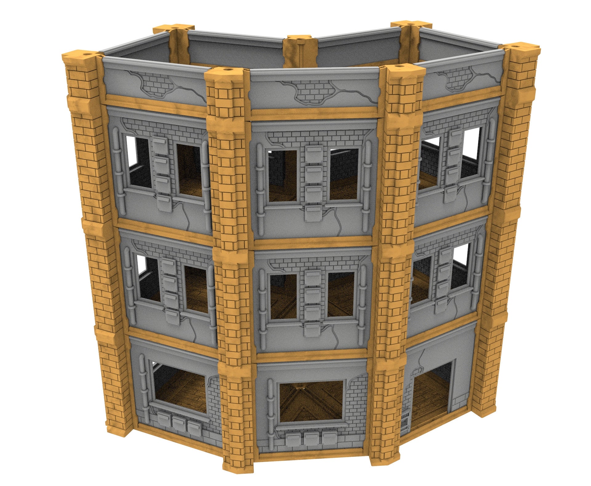 Civilian building printed in PLA and resin usable for warmachine, Damocles, One Page Rule, Firefight, infinity, scifi wargame...