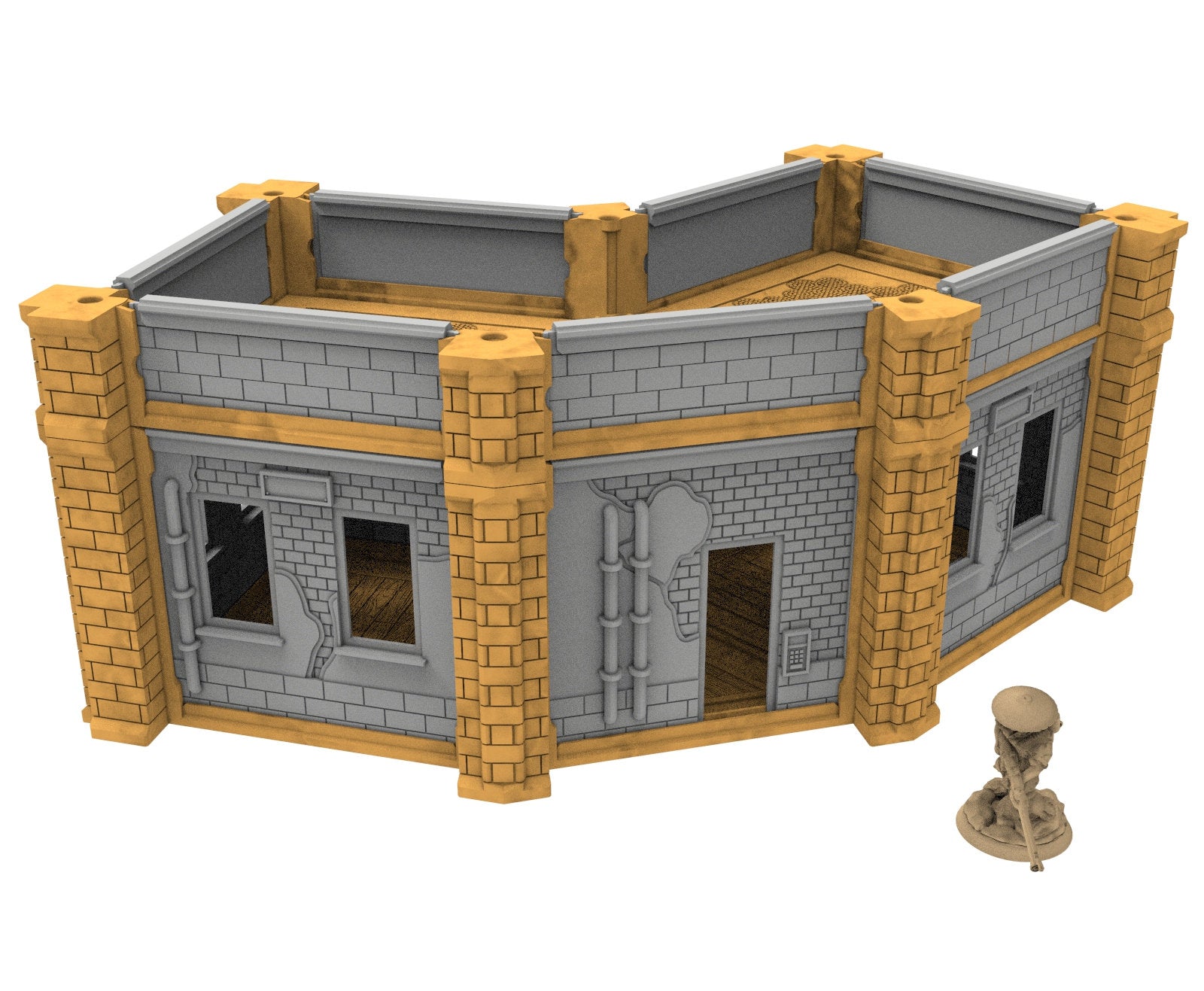 Civilian building printed in PLA and resin usable for warmachine, Damocles, One Page Rule, Firefight, infinity, scifi wargame...