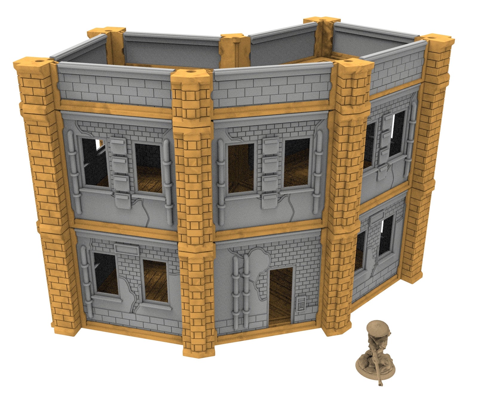 Civilian building printed in PLA and resin usable for warmachine, Damocles, One Page Rule, Firefight, infinity, scifi wargame...