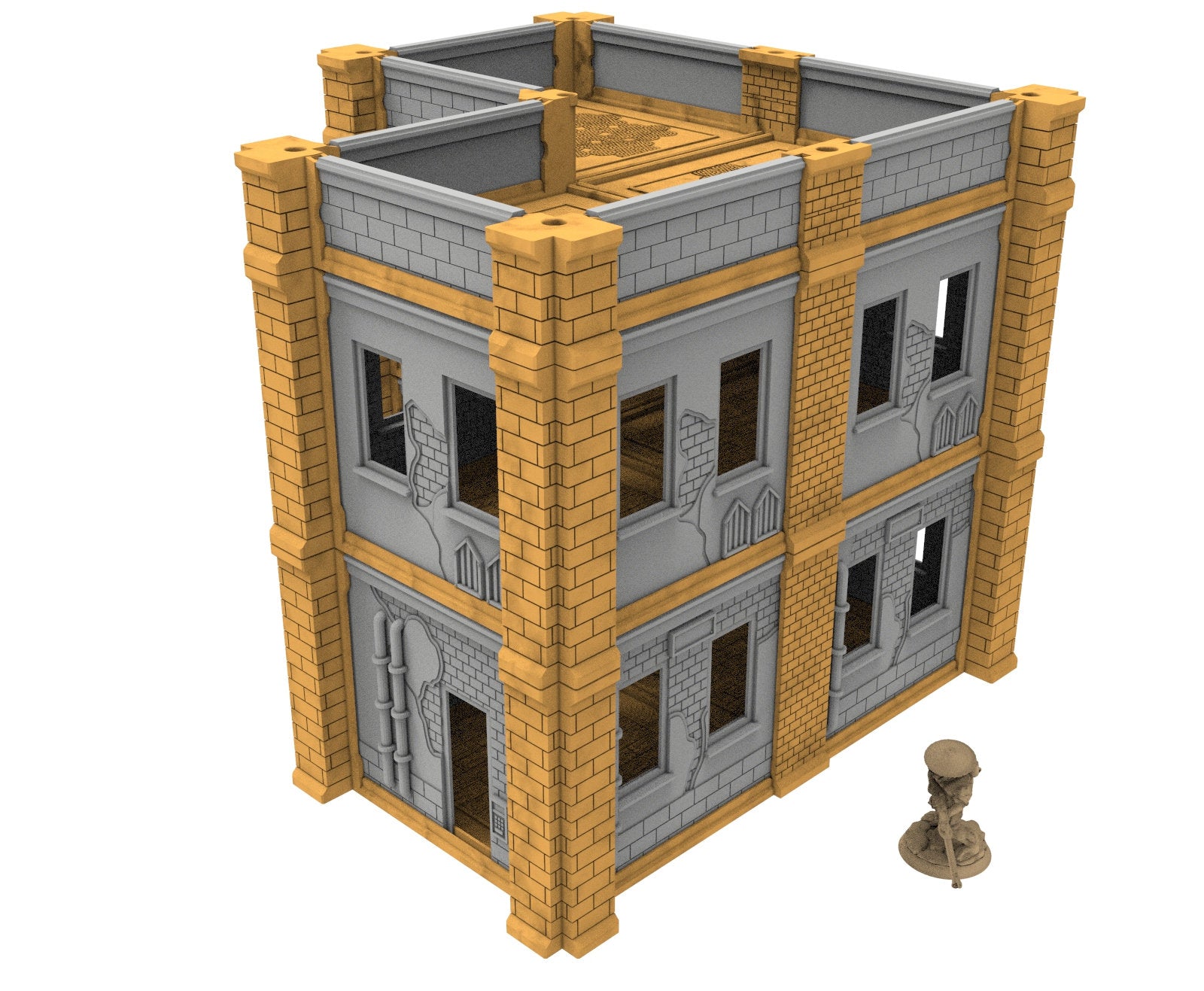 Civilian building printed in PLA and resin usable for warmachine, Damocles, One Page Rule, Firefight, infinity, scifi wargame...