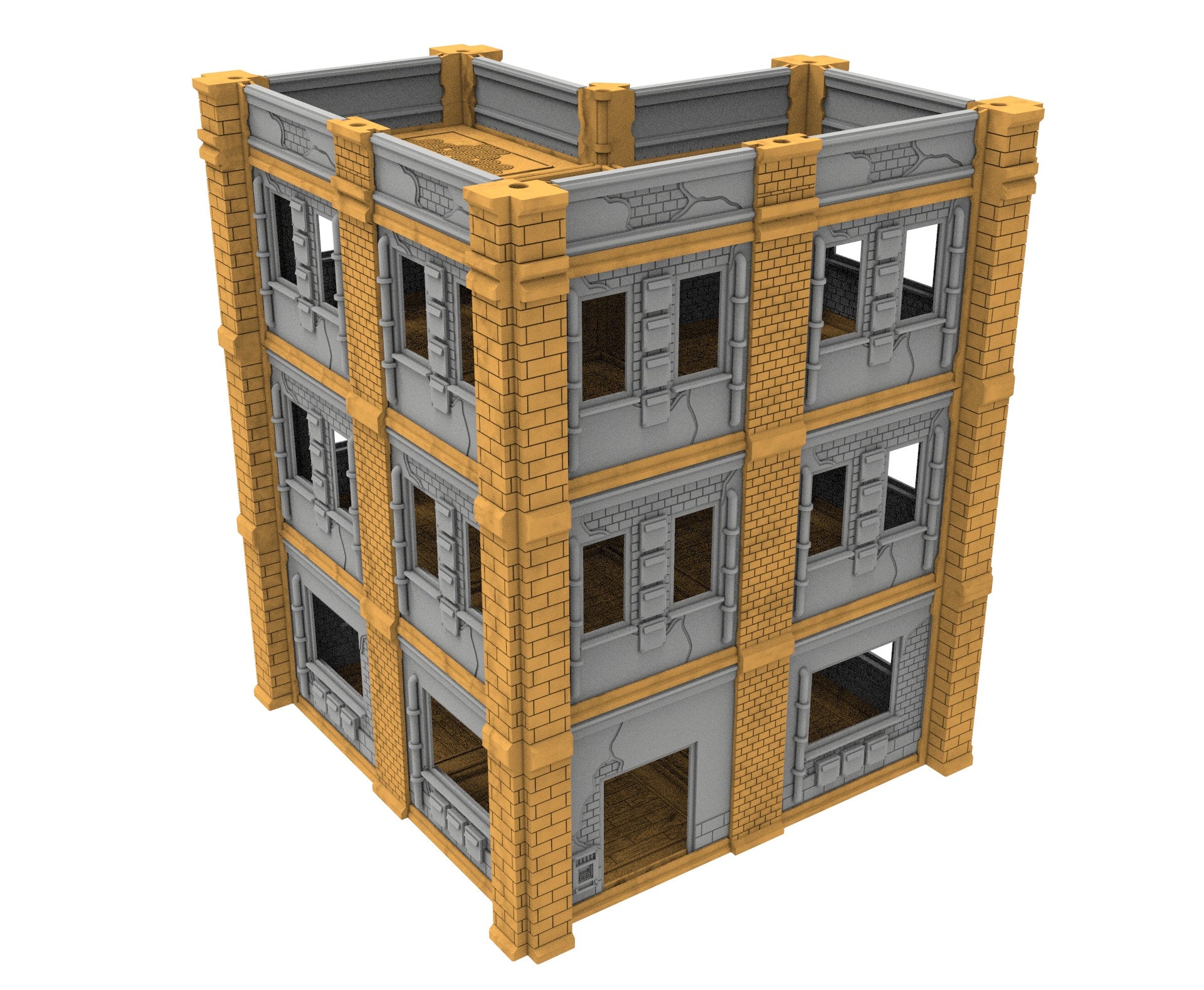 Civilian building printed in PLA and resin usable for warmachine, Damocles, One Page Rule, Firefight, infinity, scifi wargame...