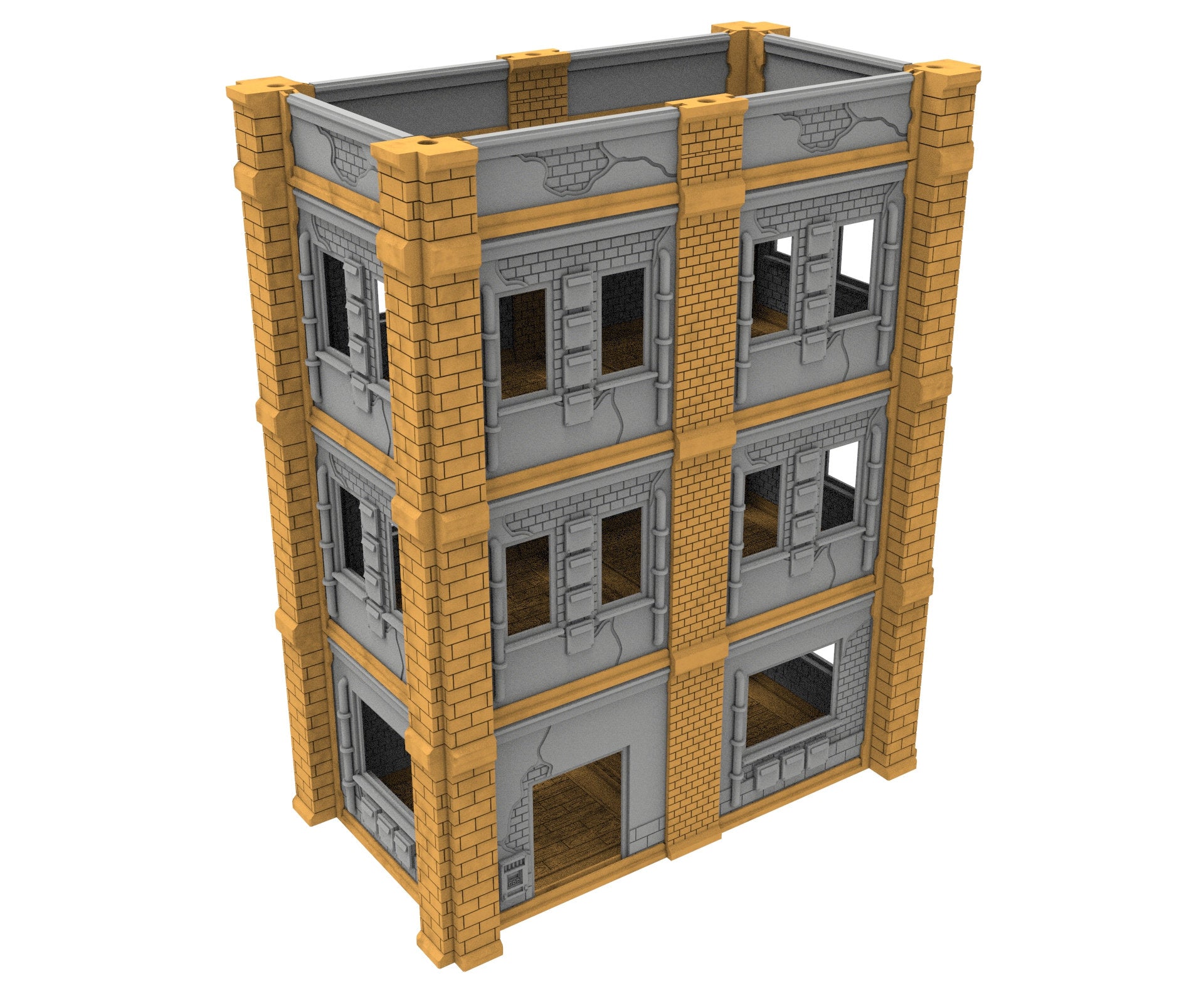 Civilian building printed in PLA and resin usable for warmachine, Damocles, One Page Rule, Firefight, infinity, scifi wargame...