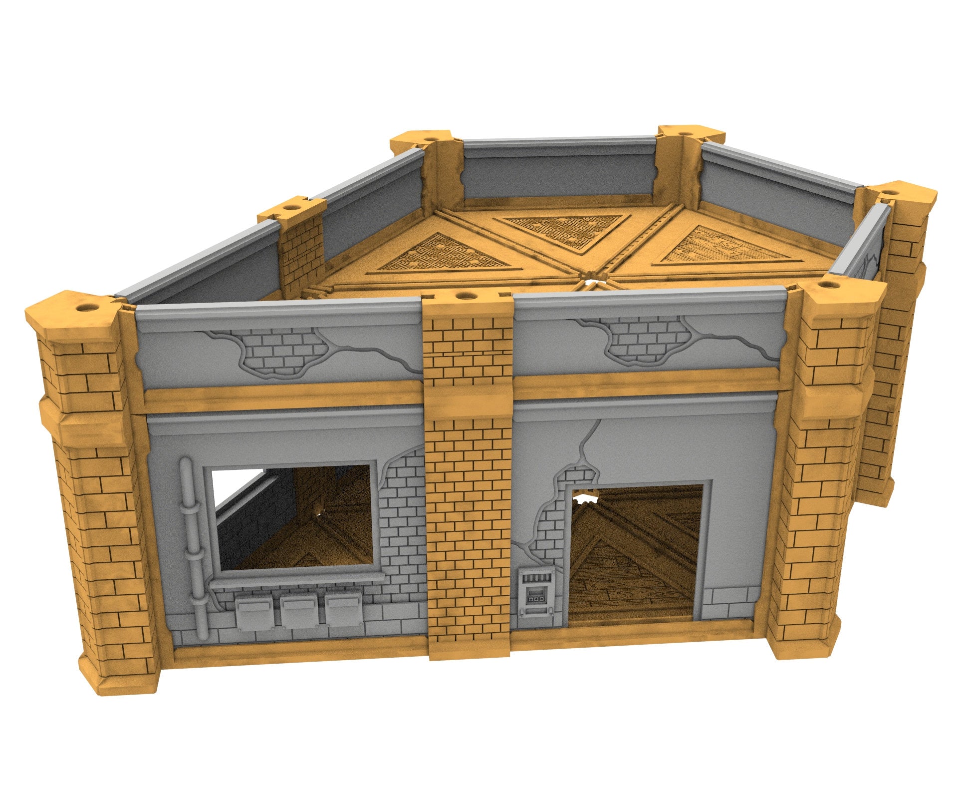 Civilian building printed in PLA and resin usable for warmachine, Damocles, One Page Rule, Firefight, infinity, scifi wargame...