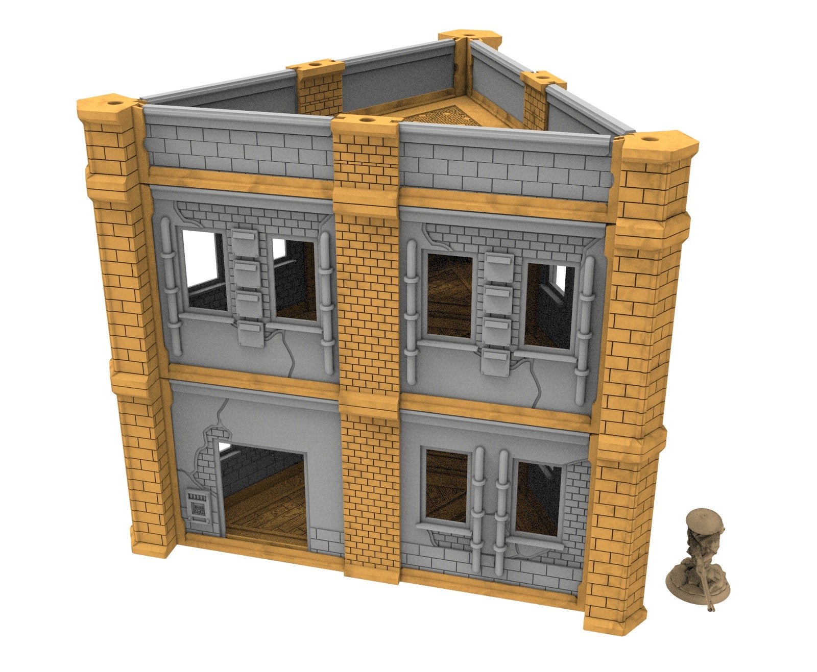 Civilian building printed in PLA and resin usable for warmachine, Damocles, One Page Rule, Firefight, infinity, scifi wargame...