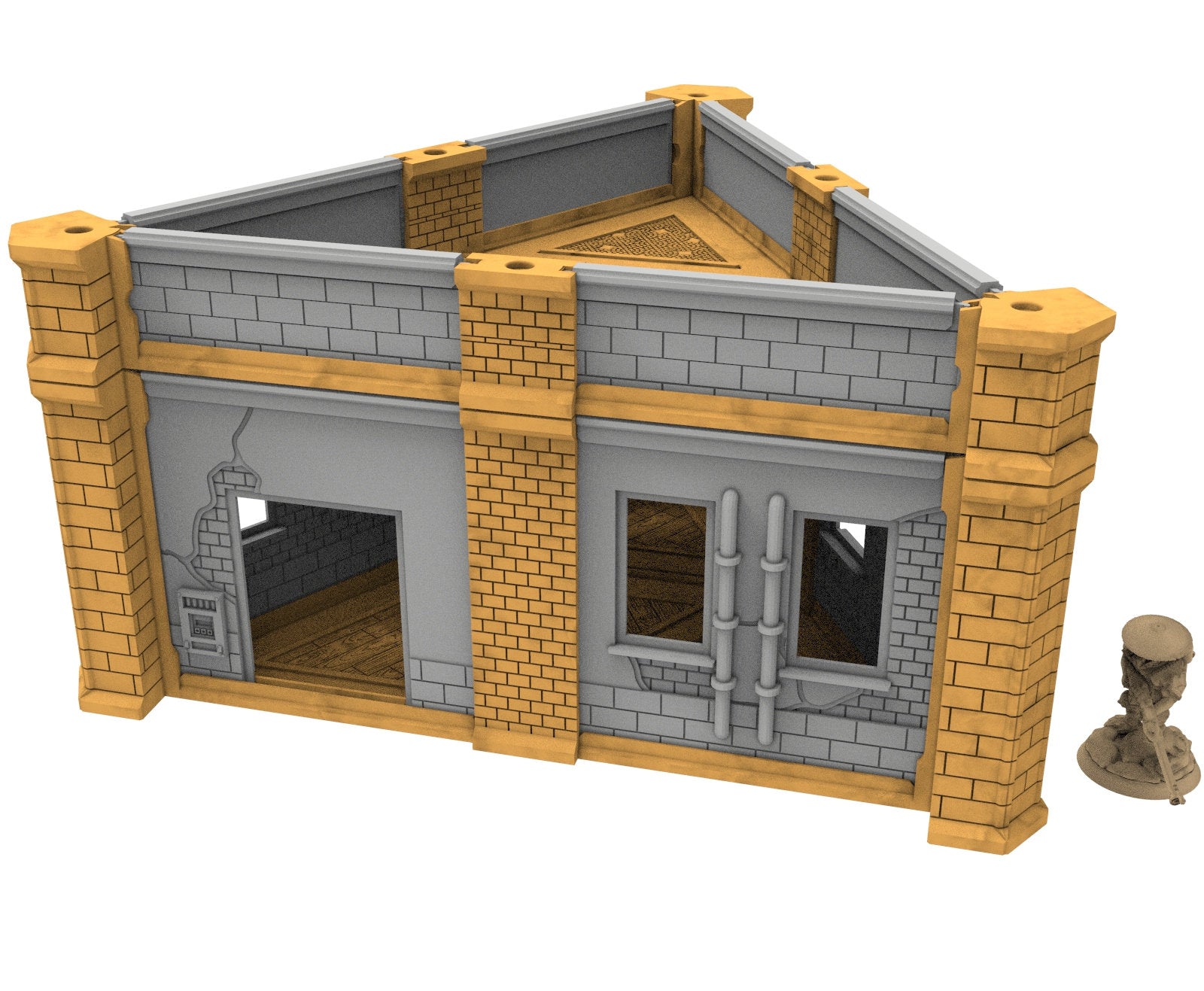 Civilian building printed in PLA and resin usable for warmachine, Damocles, One Page Rule, Firefight, infinity, scifi wargame...