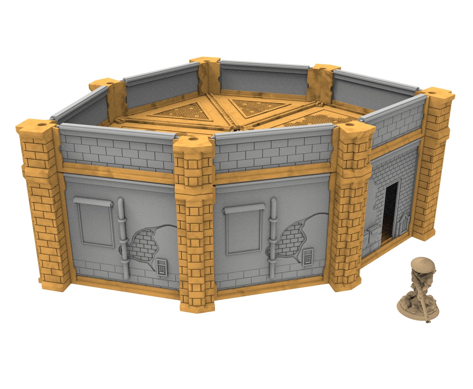 Civilian building printed in PLA and resin usable for warmachine, Damocles, One Page Rule, Firefight, infinity, scifi wargame...